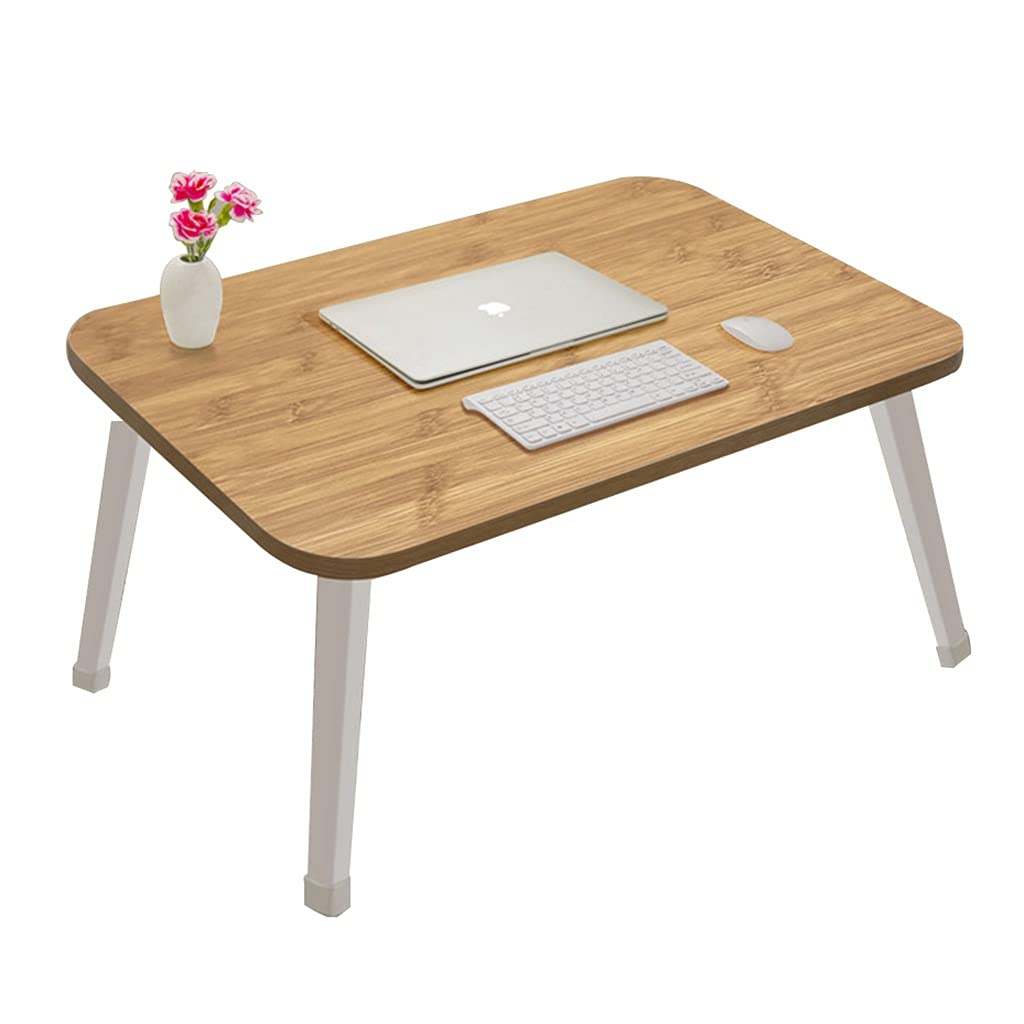 Foldable Bed Table with Storage Drawers & Bookshelves - Adjustable Height Laptop Desk for Sofa, Bed, or Office (Wood Color, 70x40x35cm) - Perfect for Working, Reading, or Dining in Bed
