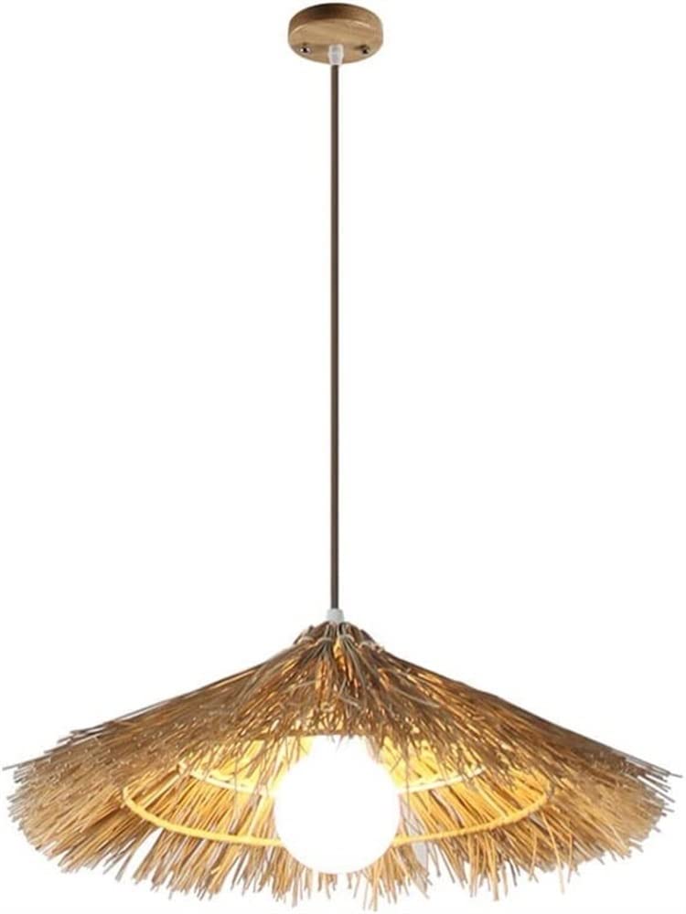 Handwoven Bamboo Pendant Light - Asian Inspired Straw Hat Chandelier with E27 Base | Rattan Hanging Lamp for Living Room, Bedroom & Boho Home Decor