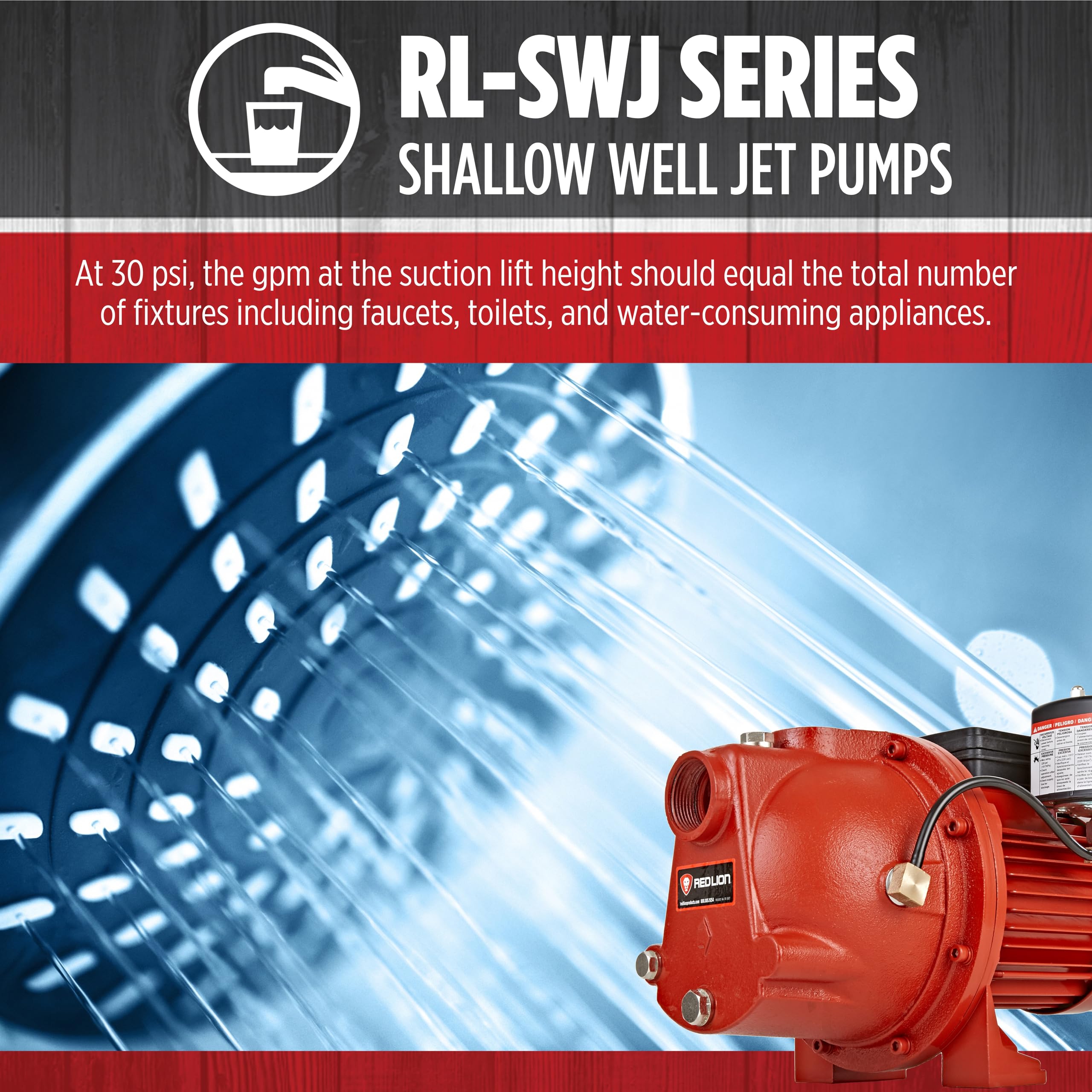 Red Lion RL-SWJ100 1 HP Cast Iron Shallow Well Jet Pump - 17 GPM, Dual Voltage (115V/230V) - Ideal for Home Water Supply, Irrigation & Farm Use - Model 97081001