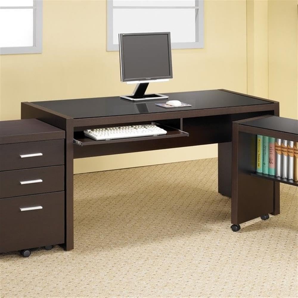 Home Square 3-Piece Office Furniture Set - Computer Desk, Bookcase & Ergonomic Chair for Home Office, Study Room or Workspace