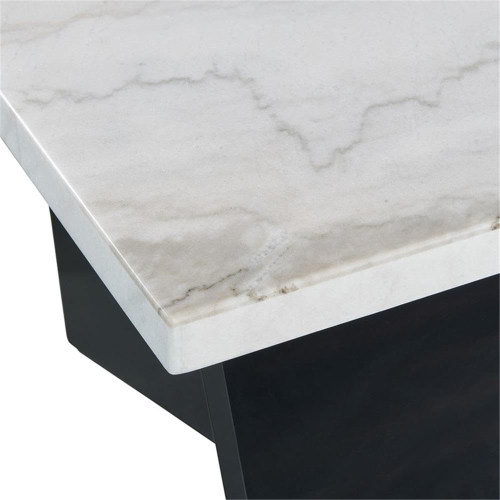Tobias Coffee Table with White Marble Top - Modern Living Room Furniture for Home & Office | Stylish Center Table for Small Spaces & Apartments