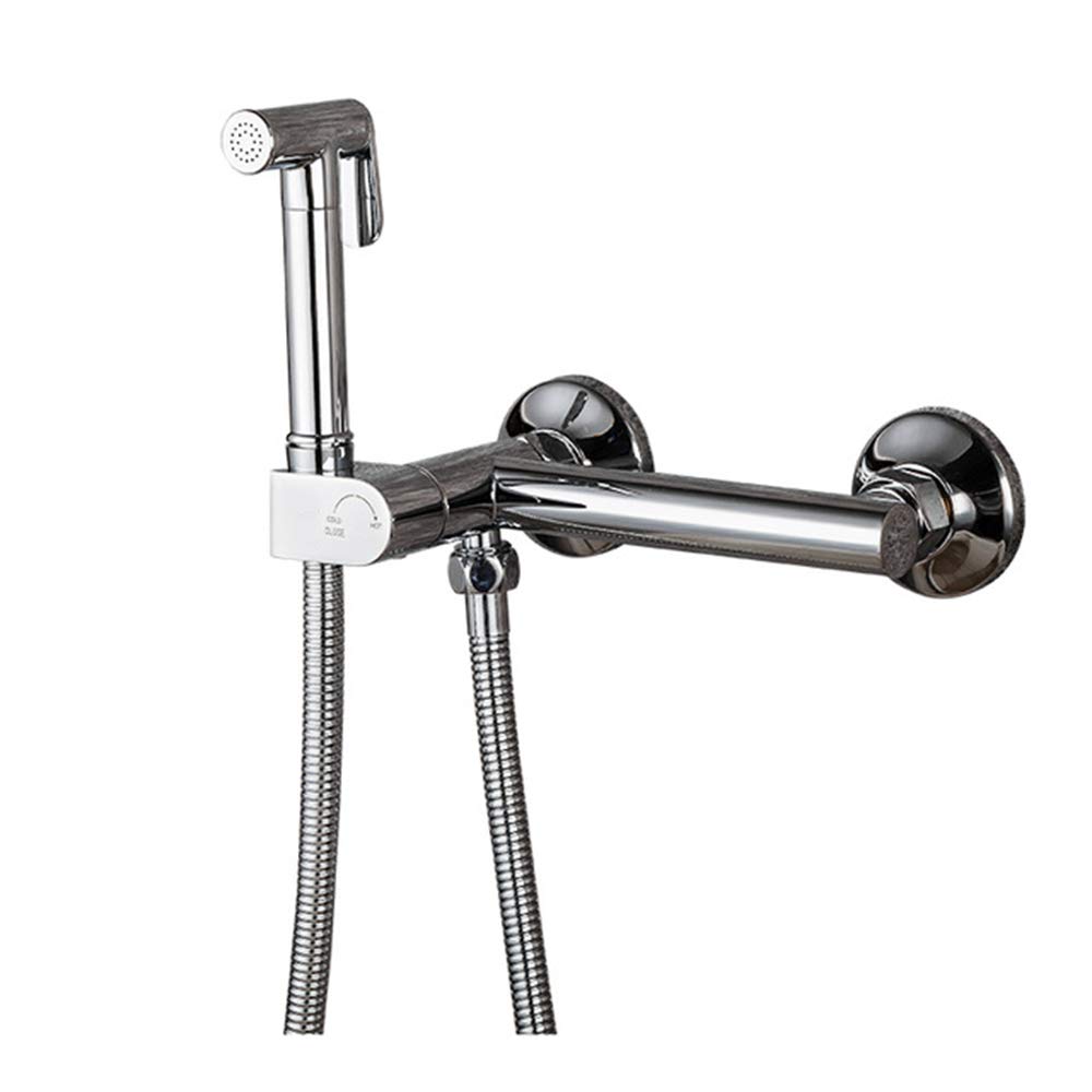 Premium Chrome Brass Toilet Sprayer - Adjustable Hot & Cold Water Shower Tap for Bathroom Cleaning, Cloth Diaper Washing & Hygiene - Portable Bidet Sprayer for Modern Homes