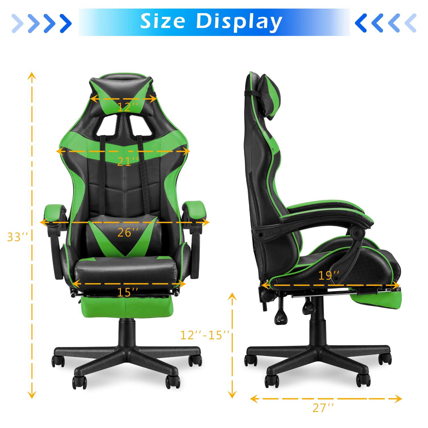 Soontrans Ergonomic Gaming Chair with Lumbar Support - Adjustable Height & Reclining Backrest for PC, Office, and Console Gaming - Perfect for Long Hours of Comfortable Play