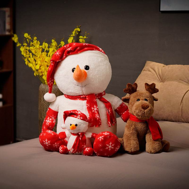 Adorable Snowman & Rudolf Christmas Plush Toys - Soft Stuffed Animals for Holiday Decor, Gifts & Kids Room Decorations