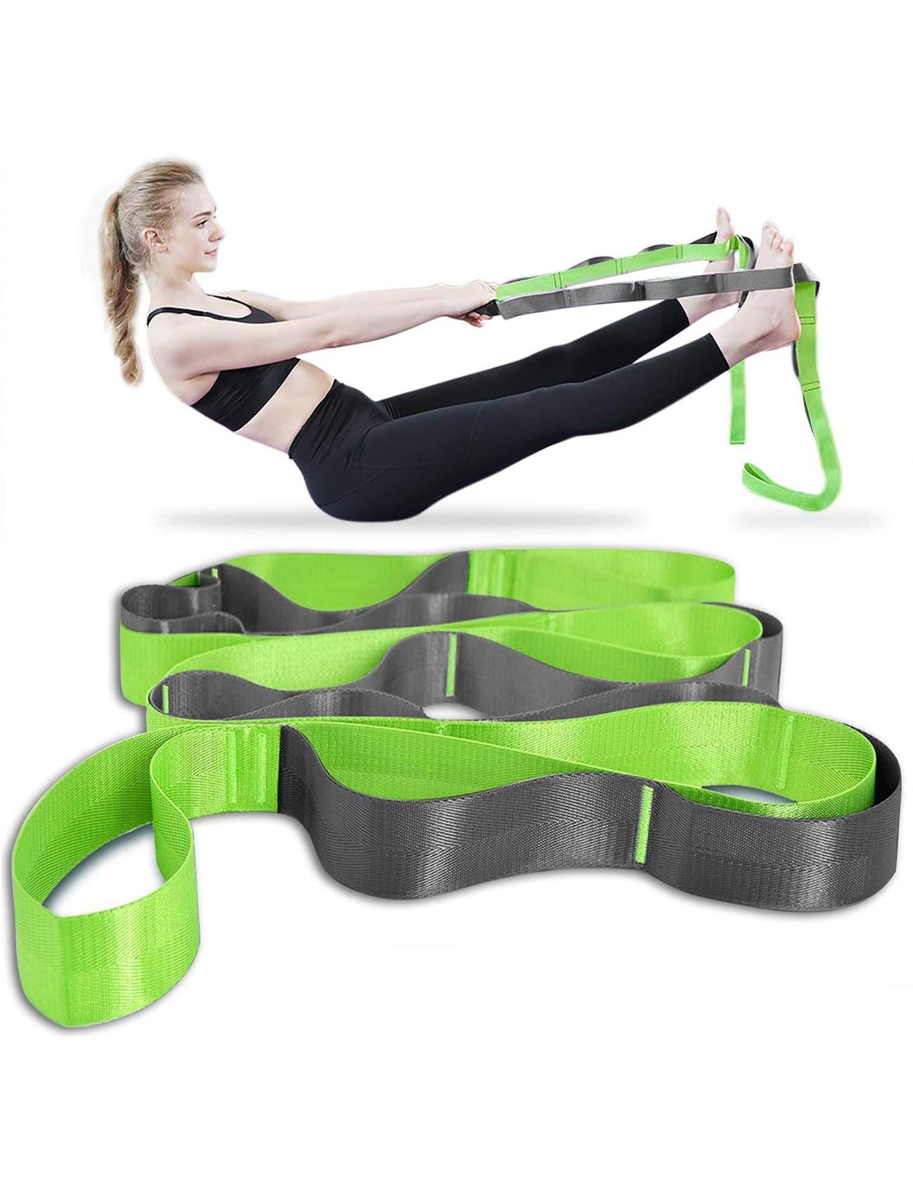 Premium 12-Loop Fitness Bands for Physical Therapy, Yoga & Stretching - Non-Elastic Exercise Resistance Bands for Home Workouts, Gym Training & Rehabilitation