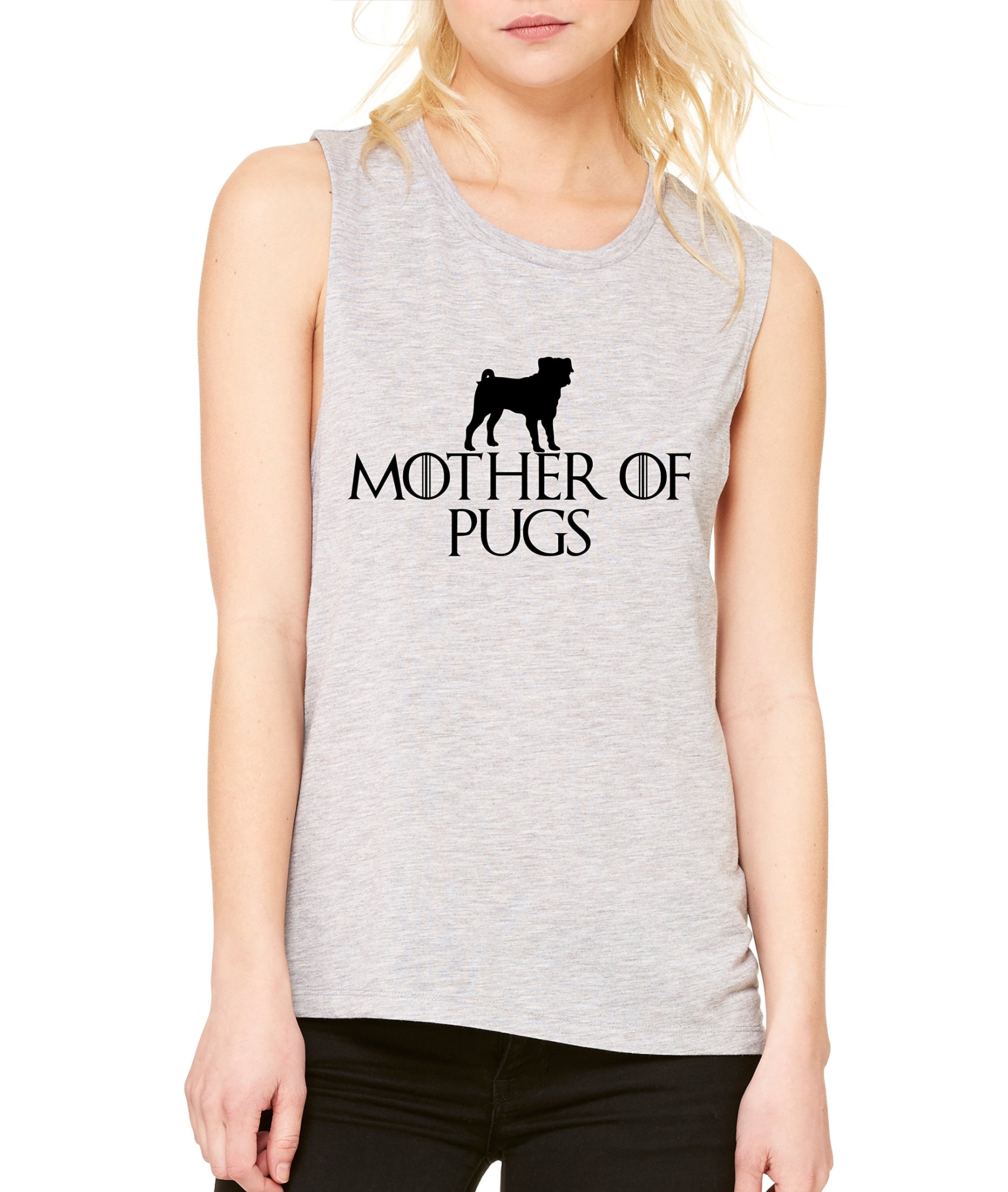 ALLNTRENDS Women's Flowy Muscle Tank Top - Cute Pug Dog Lover Shirt for Casual Wear, Gym & Summer Outfits