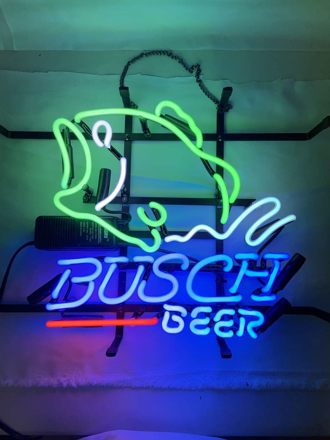 Handmade Busch's Beer Fish Neon Sign Light - Vintage Bar Decor for Man Cave, Pub, Home Wall & Window Display - Perfect Gift for Beer Lovers & Birthday Parties