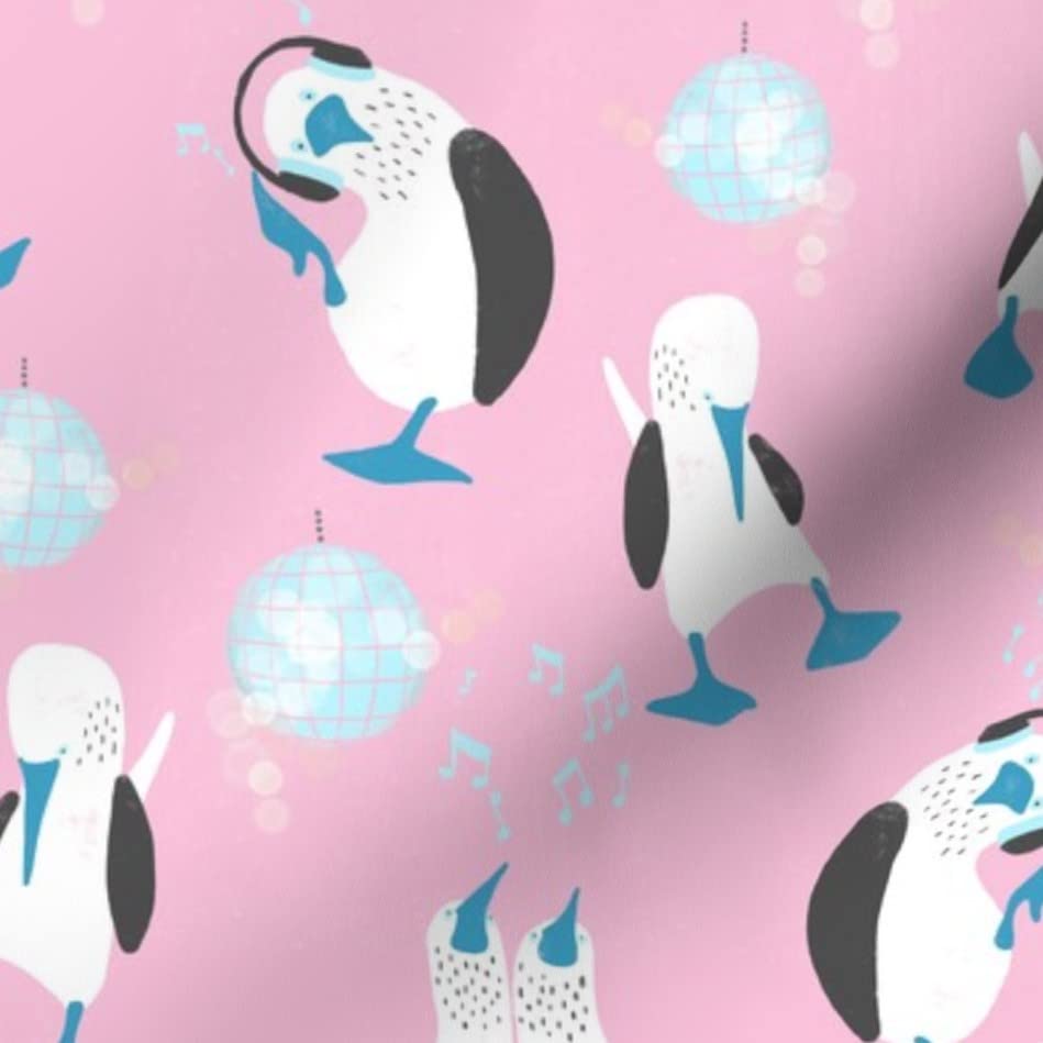 Blue Birds Dancing Music Disco Print Minky Fabric Fat Quarter - Soft Plush Fabric for Sewing Baby Blankets, Quilts & Hip Hop Dance Costumes - Perfect for DIY Crafts & Home Decor