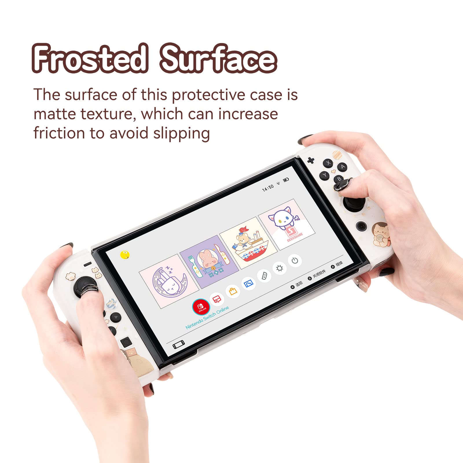 GeekShare Slim Protective Case for Nintendo Switch OLED & Joy-Con - Shockproof, Anti-Scratch Cover with Space Cat Design - Perfect for Travel, Gaming Parties & Everyday Protection