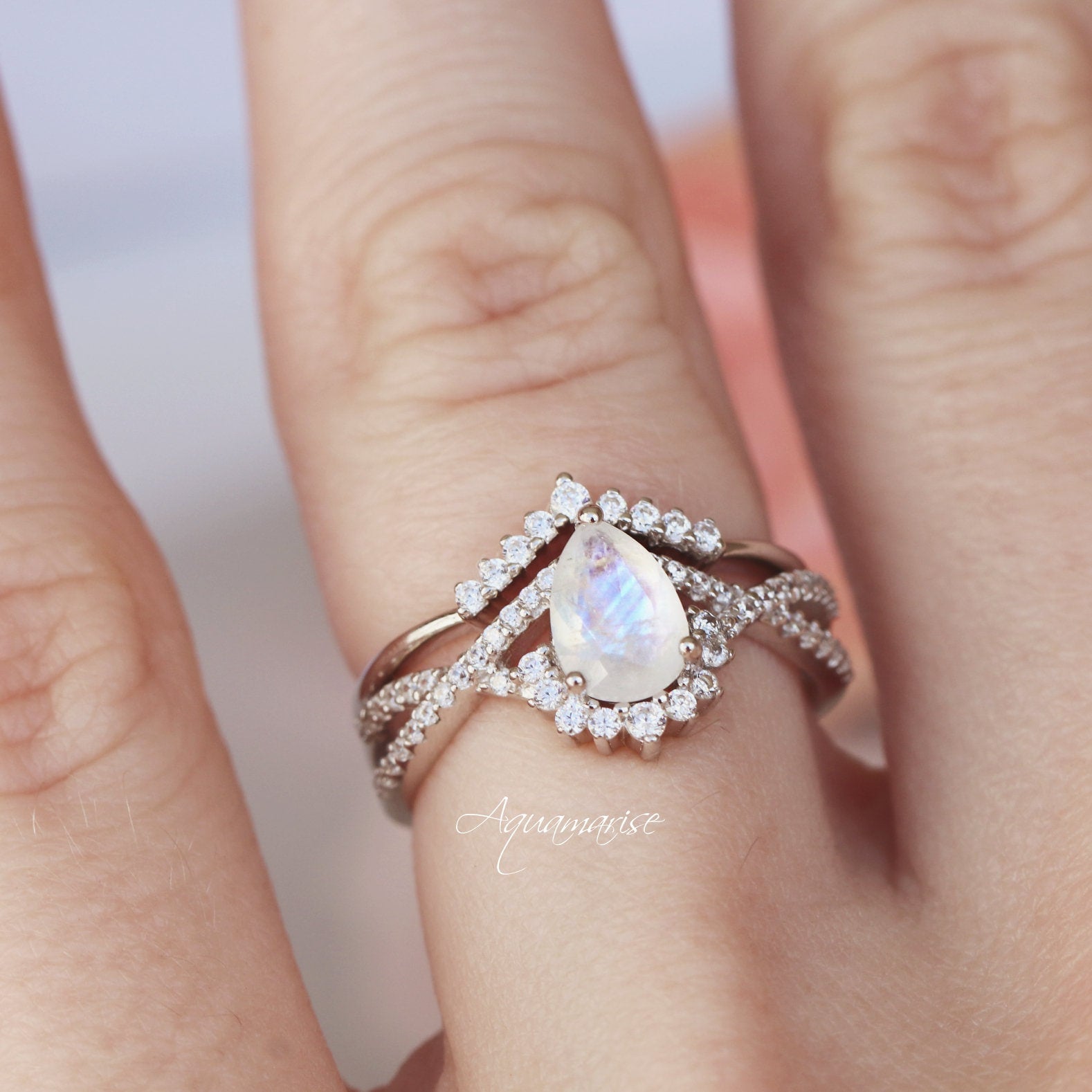 Alice Moonstone Ring Set - Sterling Silver Women's Jewelry for Everyday Wear & Gift Giving | Boho Chic & Elegant Style