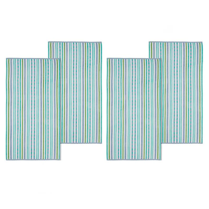 Premium 4-Piece Cotton Oversized Striped Beach Towel Set - Soft, Absorbent & Quick-Drying for Pool, Beach, Yoga & Gym Use