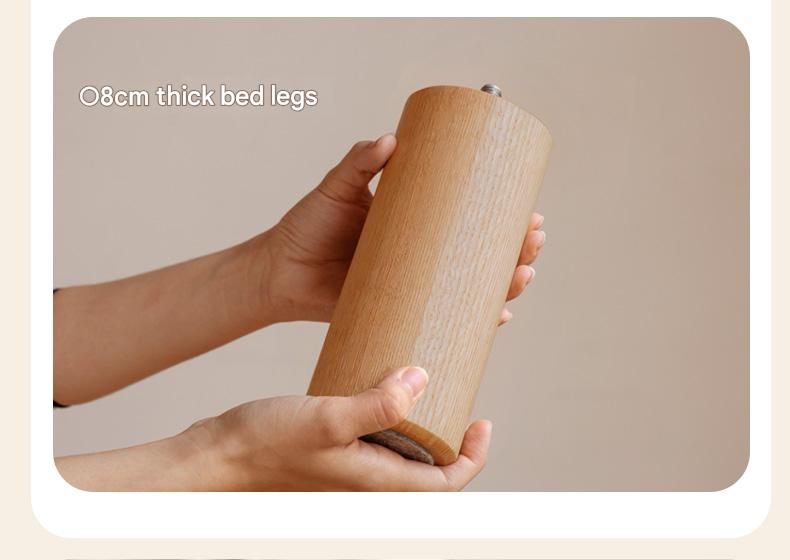 Premium Oak Solid Wood Lamb Fleece Soft Suspension Cream Bed - Cozy & Supportive Sleeping Solution for Modern Bedrooms, Guest Rooms & Nursery Decor