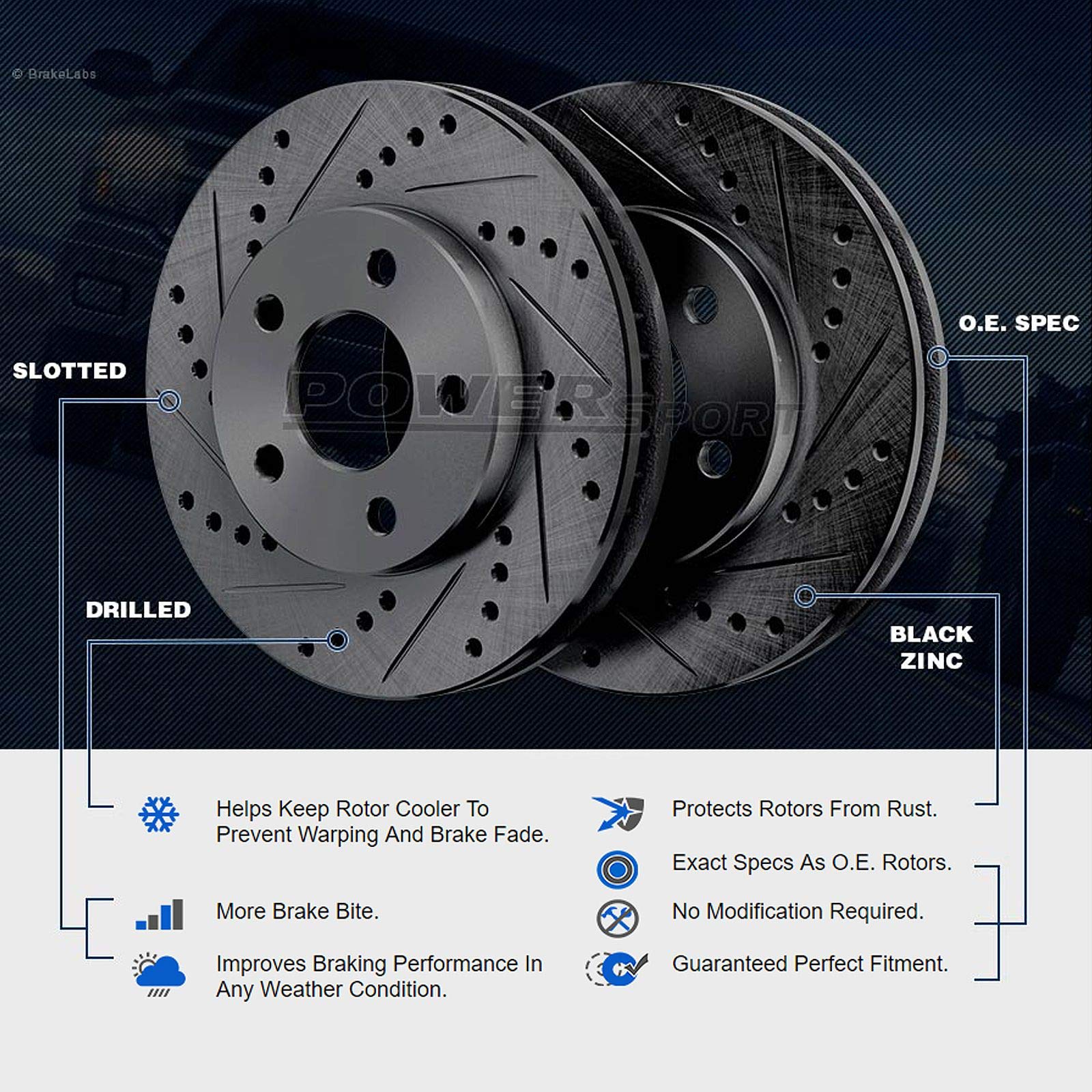 Premium PowerSport Front & Rear Brake Kit - Ceramic Brake Pads & Rotors Set for 2003-2011 Lincoln Town Car | High-Performance Braking System for Smooth Stops | Ideal for Daily Commuting & Highway Driving
