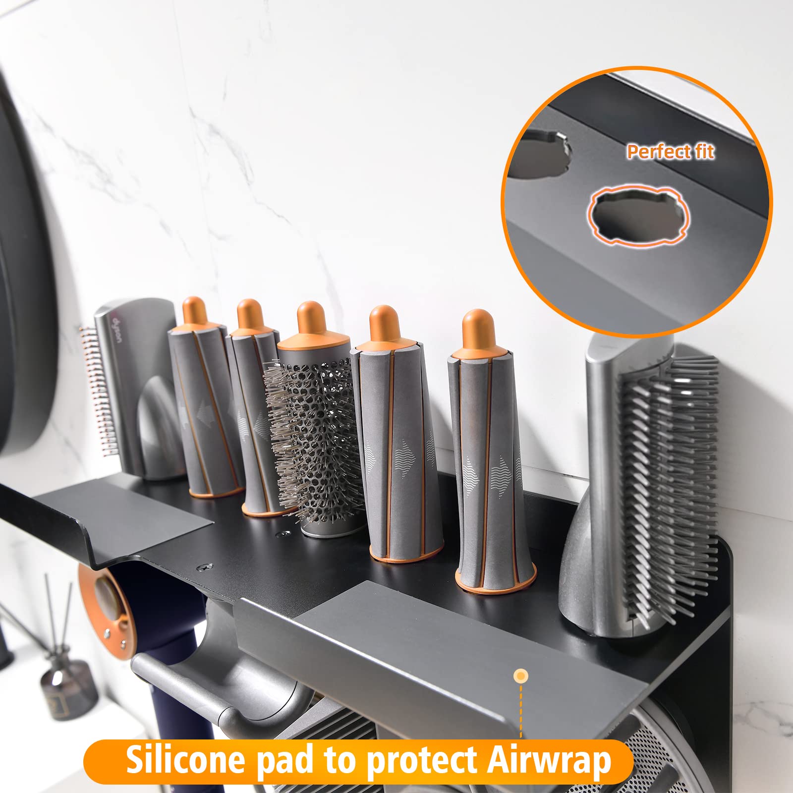 Dyson Airwrap & Hair Dryer Holder - 2-in-1 Upgraded Organizer for 5 Dyson Attachments | Perfect for Salon, Bathroom & Travel Storage | Hair Styling Tool Accessories