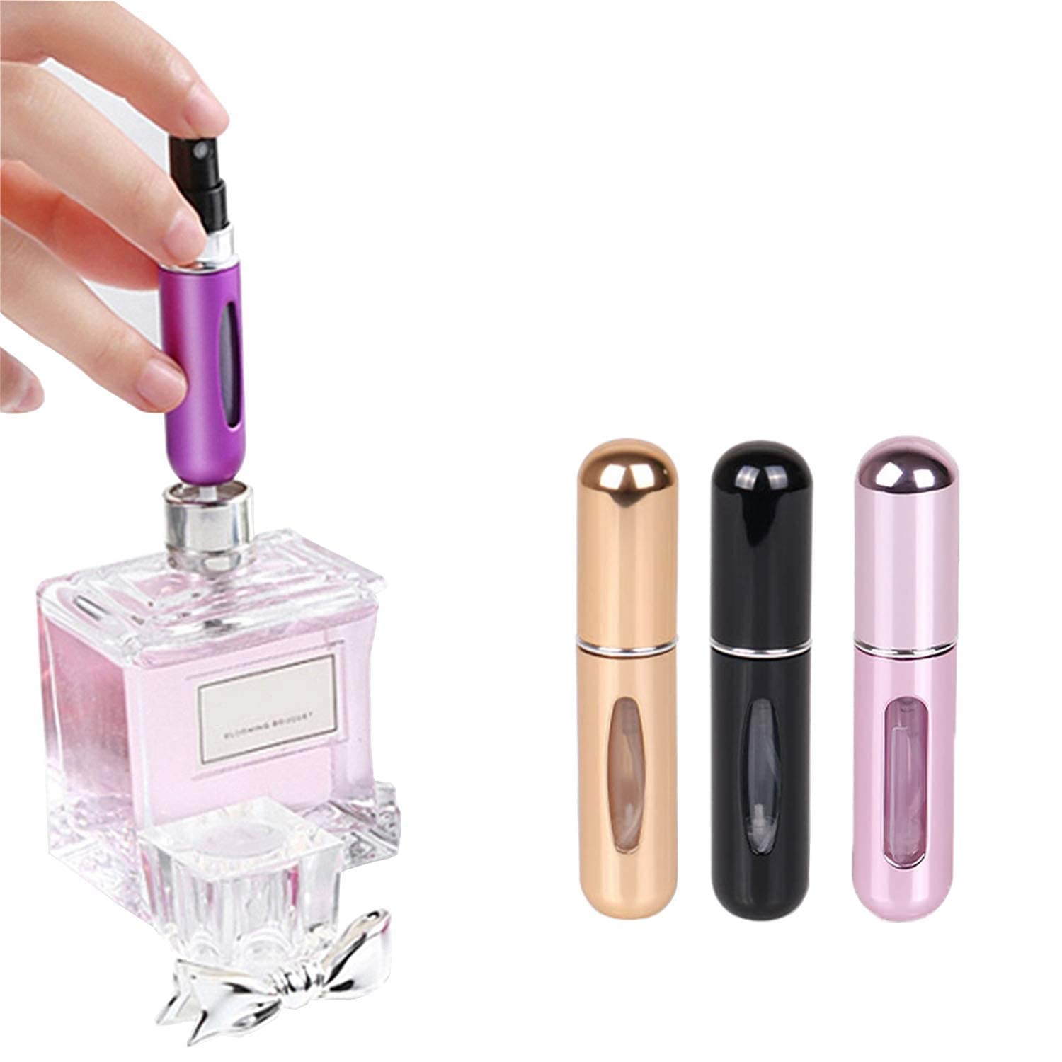 LIPROX 3-Piece Portable Perfume Spray Bottle Set - Travel-Friendly Mini Refillable Perfume Atomizer & Scent Pump Case for Women & Men - Perfect for Airplane Travel, Gym, Office & On-The-Go Use