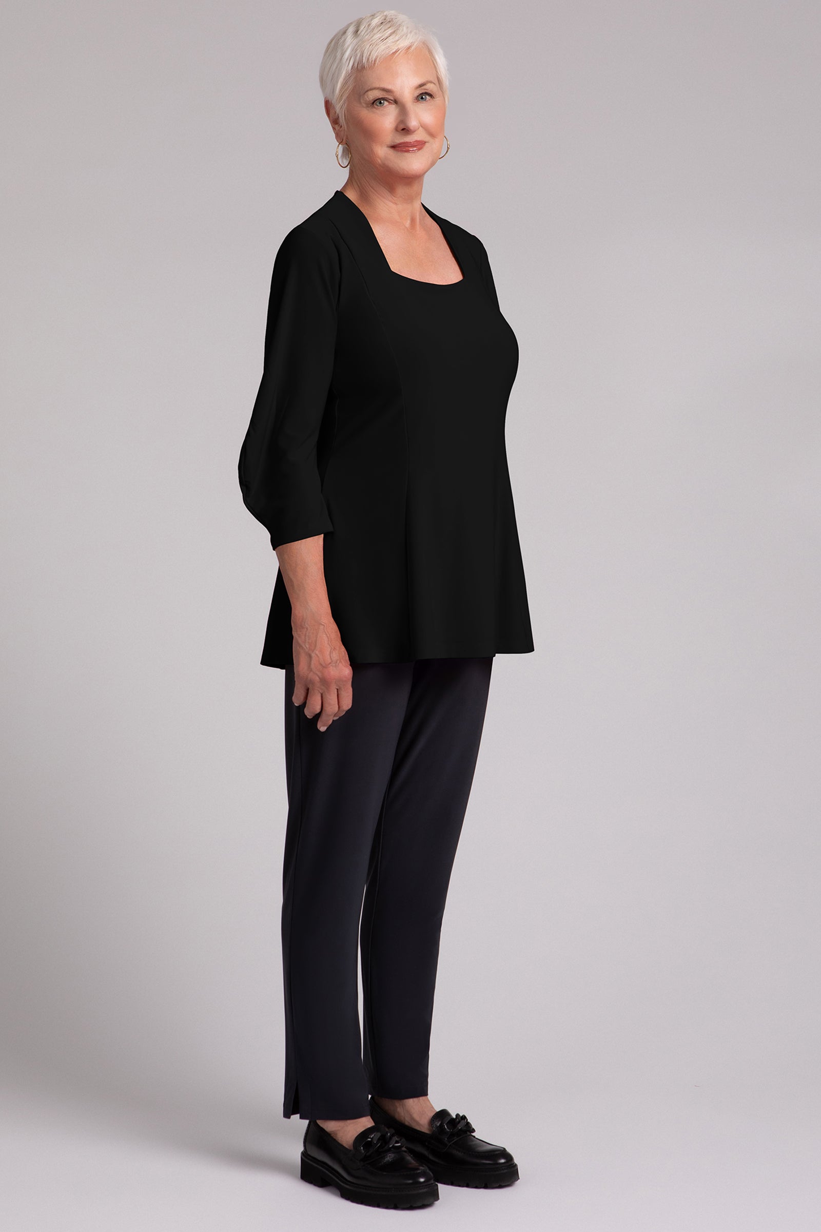 Lantern Tunic for Women - Elegant Black Flowy Tunic Top | Perfect for Casual Wear, Office Outfits & Special Occasions