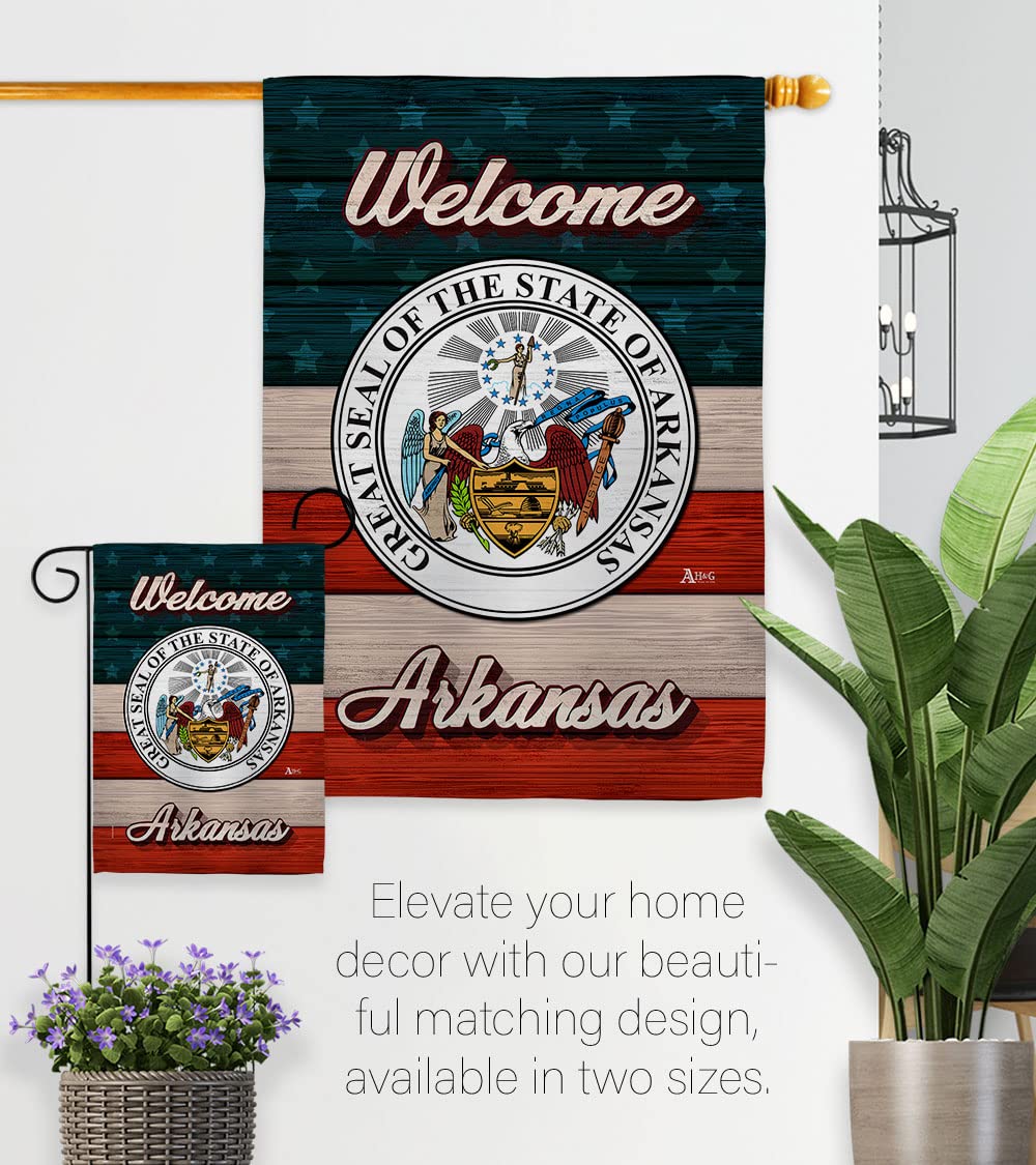 Americana Home & Garden Welcome Arkansas House Flag - Double-Sided USA Made Decorative Banner for States, Territories & Country Areas - Perfect for Small Garden, Yard, Porch & Patriotic Gift Giving