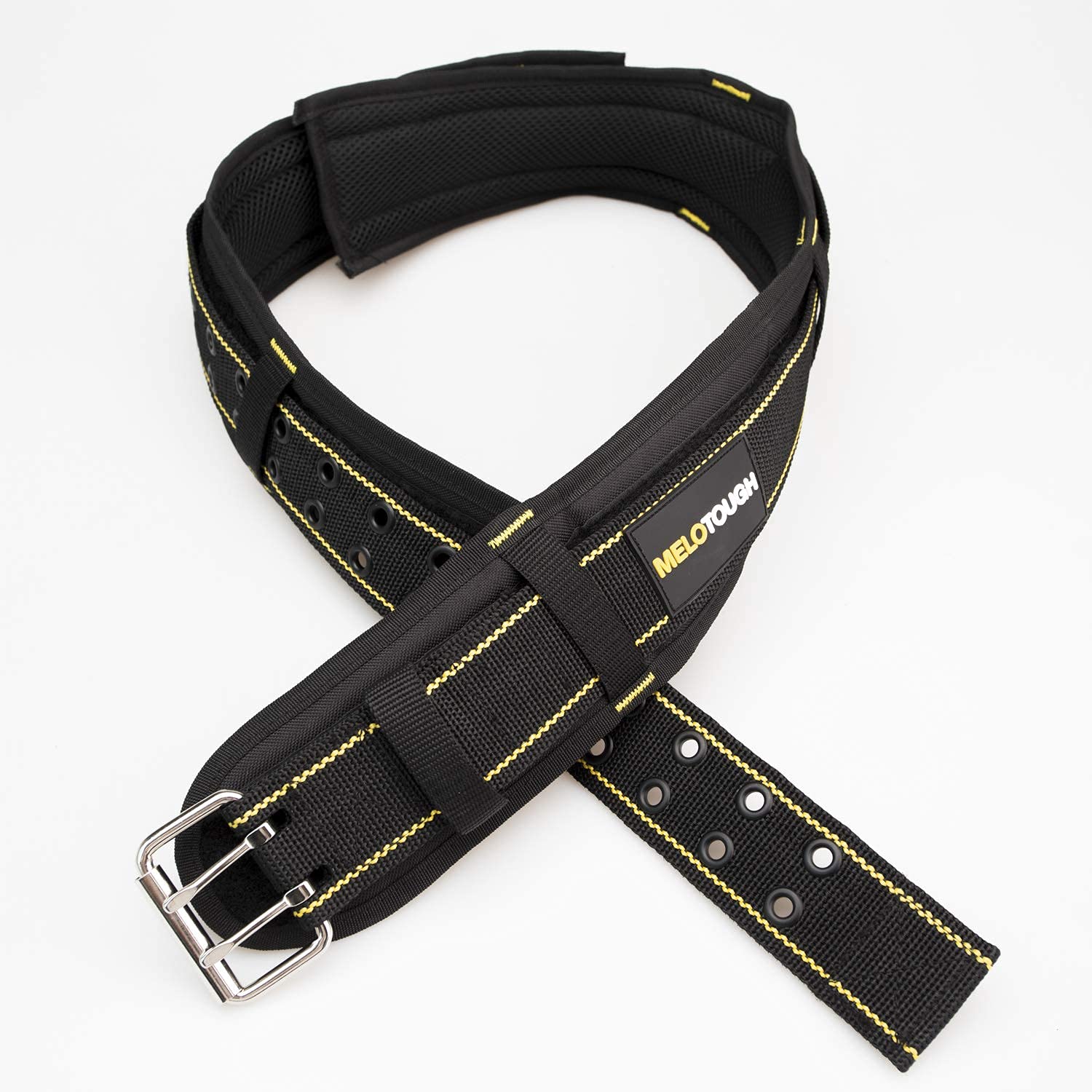 Heavy Duty Padded Tool Belt with Cordless Drill Holder & Drill Bit Tote - Durable Work Belt for Electricians, Carpenters and Construction Workers - Perfect for Job Sites, Home Renovations and DIY Projects