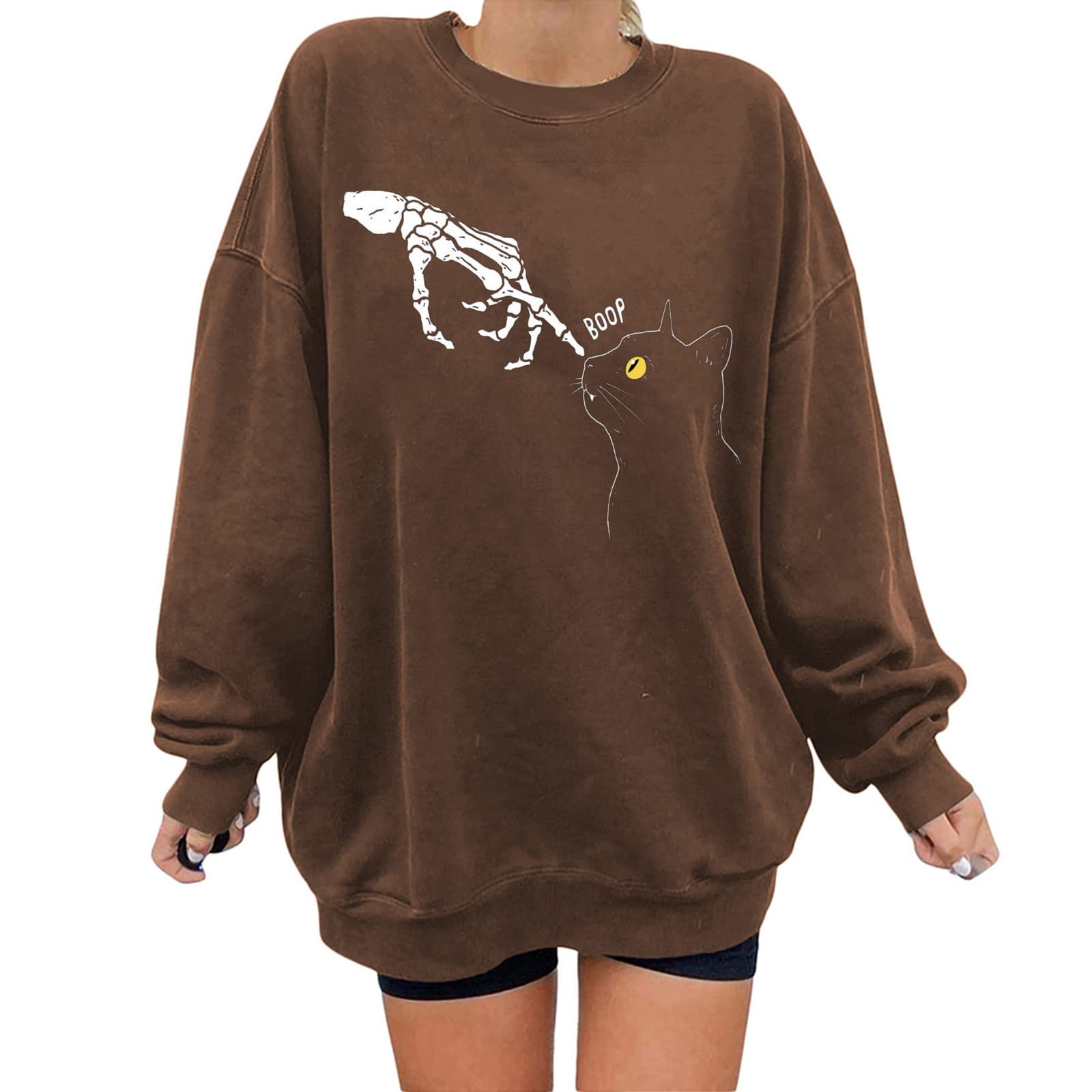 Women's Loose Fit Hooded Sweatshirt - Floral Print Long Sleeve Pullover for Casual Wear, Fall Fashion & Cozy Loungewear