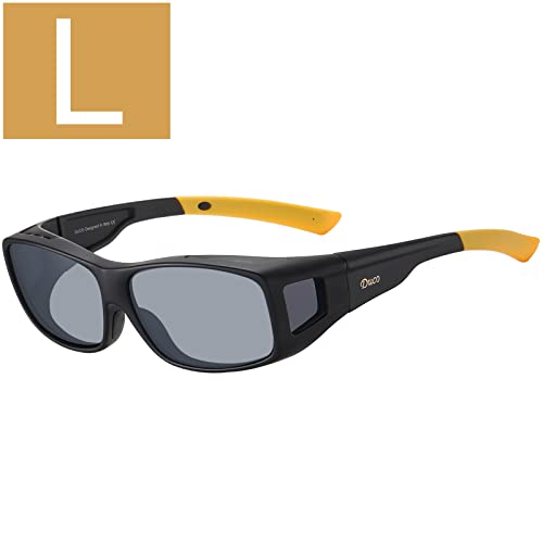 L Size Black Frame Yellow Temple Grey Lens