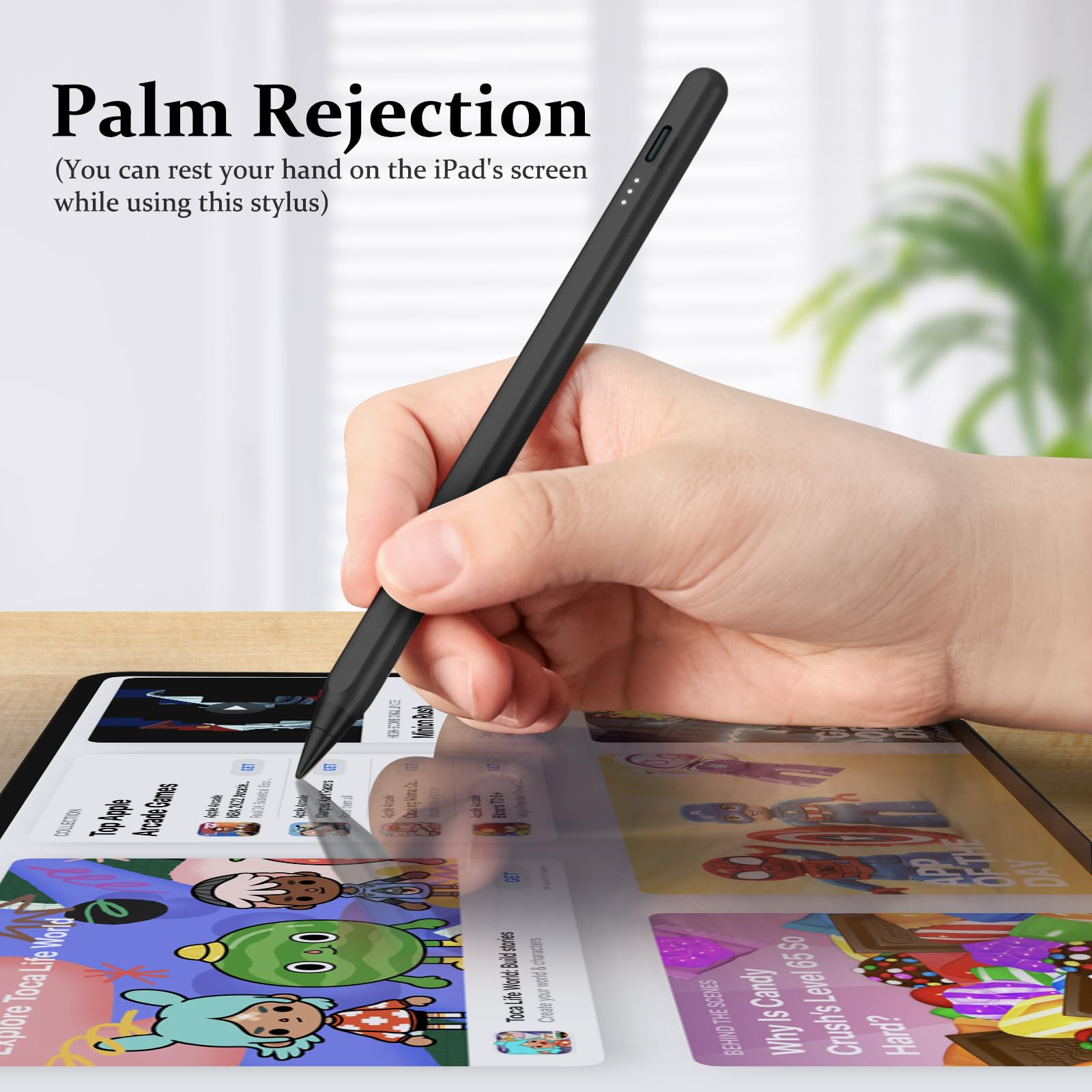 MEKO Active Stylus Pen for iPad with Palm Rejection & Tilt Sensor - Fast 13-Minute Charging - Compatible with iPad 6/7/8/9/10, iPad Pro 12.9/11