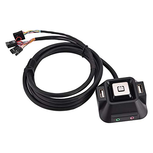 Desktop PC Power Switch with 2 USB Ports, Reset Button & Audio/Mic Jacks - Computer Case Power Button for ATX PC Builds & Upgrades | Perfect for Gaming Rigs, Workstations & Home Office Setups