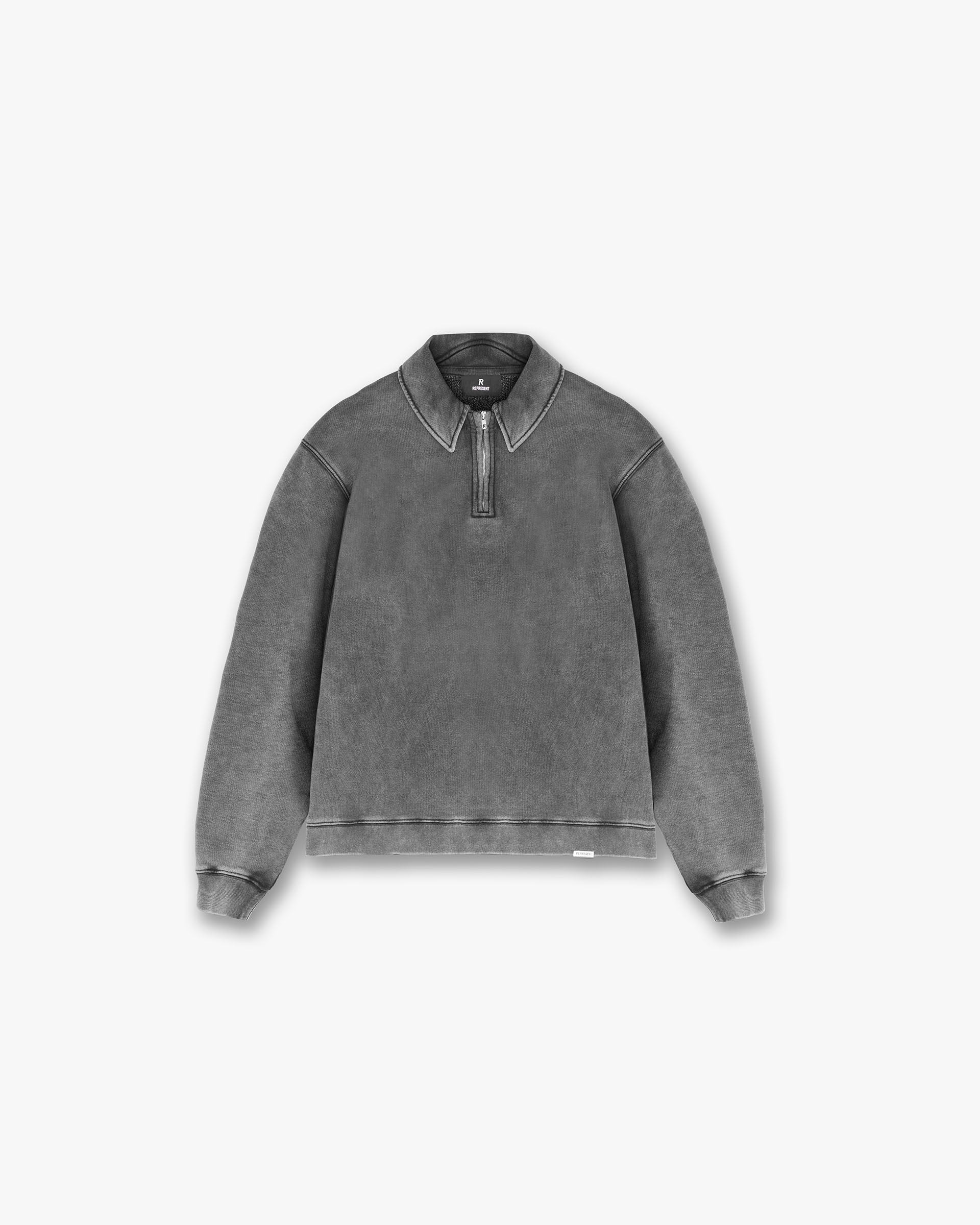 Initial Boxy Quarter Zip Sweatshirt - Vintage Grey | Casual Streetwear for Men & Women | Perfect for Fall Layering & Everyday Wear