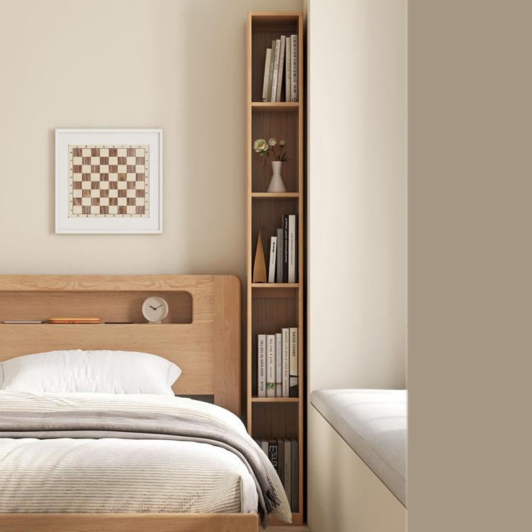 Oak Solid Wood Ultra Narrow Bookcase - Space-Saving Bookshelf for Small Rooms, Apartments & Home Office | Durable & Stylish Storage Solution