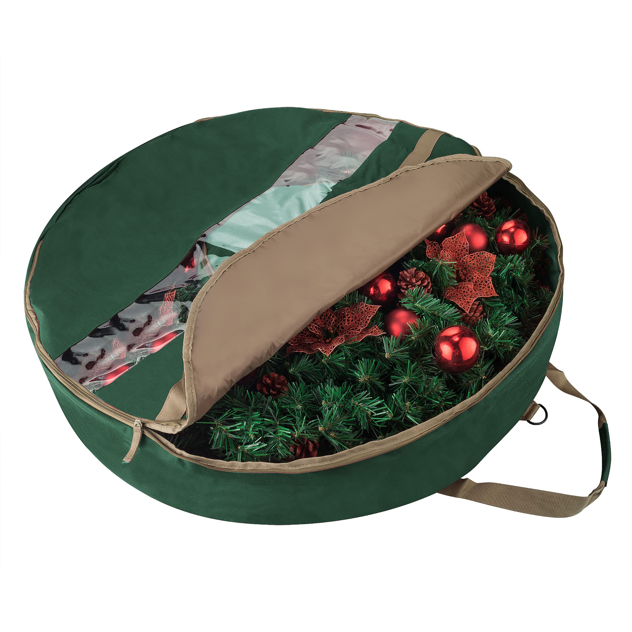 Elf Stor Wreath Storage Container with Ornament Compartments - Christmas Decoration Organizer for Holiday Wreaths, Tree Ornaments & Seasonal Decor Storage