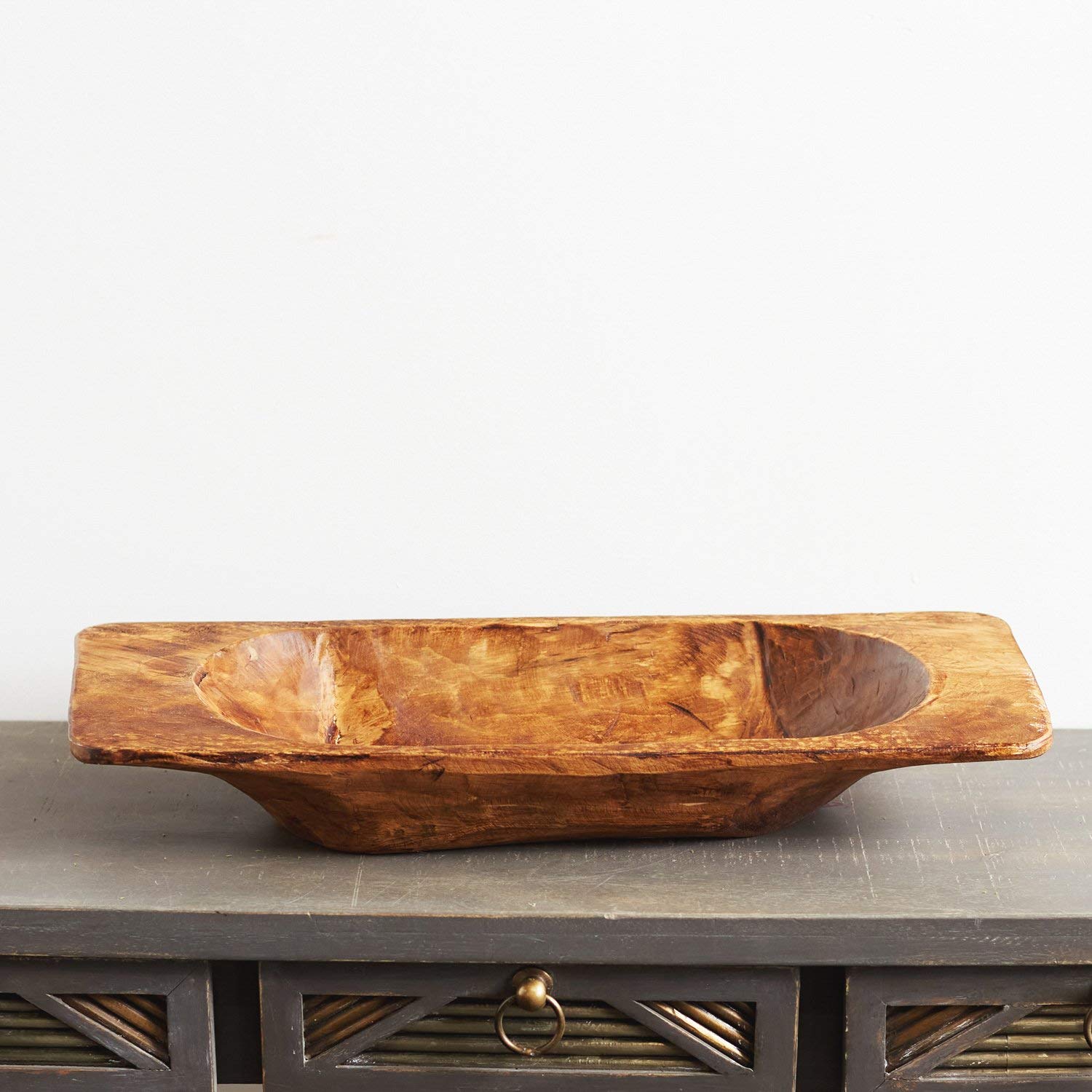 Hand Carved Spanish Oak Wood Classic Dough Bowl by Darby Creek Trading – Perfect for Bread Making, Kitchen Decor & Rustic Farmhouse Style