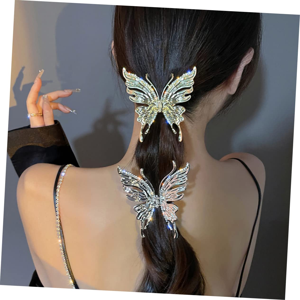 Elegant Rhinestone Butterfly Hair Clips for Women - Party & Wedding Accessories
