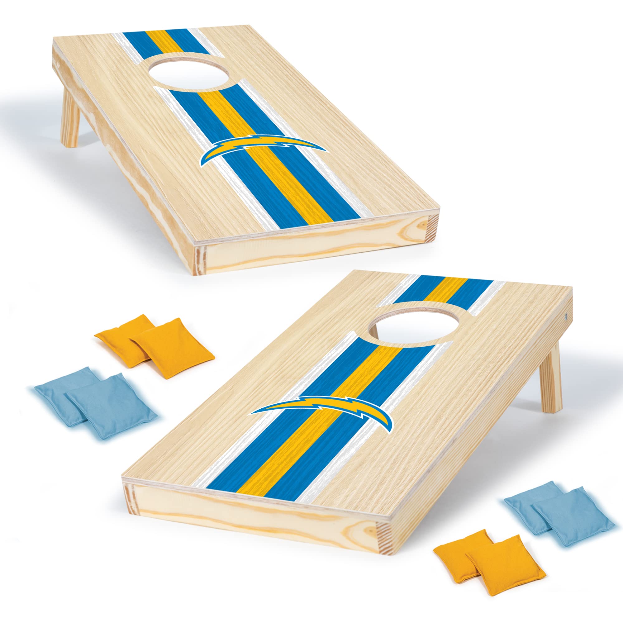 Los Angeles Chargers NFL Cornhole Set - 1' x 2' Travel Size Solid Wood Bean Bag Toss Game with HD Team Graphics | Perfect Outdoor Party Game, Tailgating, Backyard BBQ & Family Gatherings | Great Gift for Football Fans