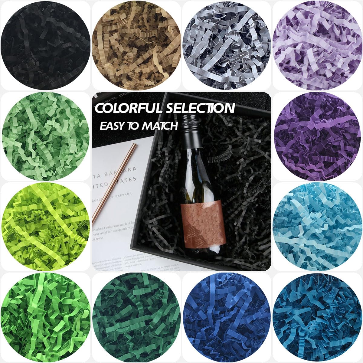 2LB Crinkle Cut Paper Shred Filler - Dark Blue Gift Wrapping & Packing Supplies for Easter Baskets, Gift Boxes, Party Decorations & Craft Projects