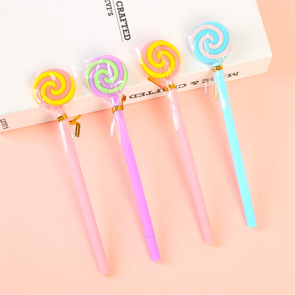 Colorful Cartoon Lollipop-Shaped Rollerball Pens - Smooth Gel Ink Ballpoint Pens for Writing, School, Office & Business Use (5-Pack) - Perfect for Note Taking, Journaling & Gift Giving