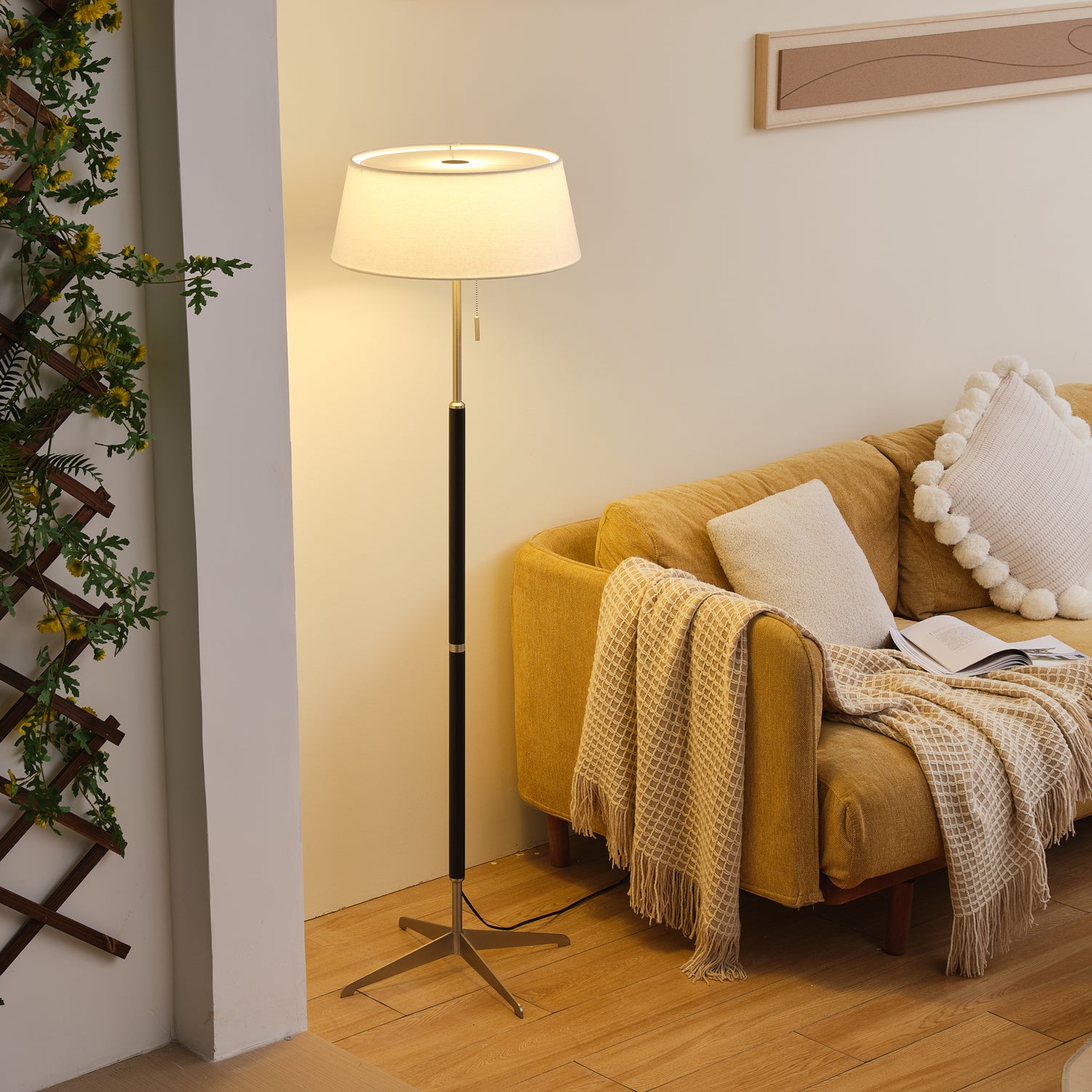 Modern Kavik Floor Lamp with Adjustable Brightness - LED Standing Light for Living Room, Bedroom & Office - Tall Lamp with Remote Control & 3 Color Temperatures