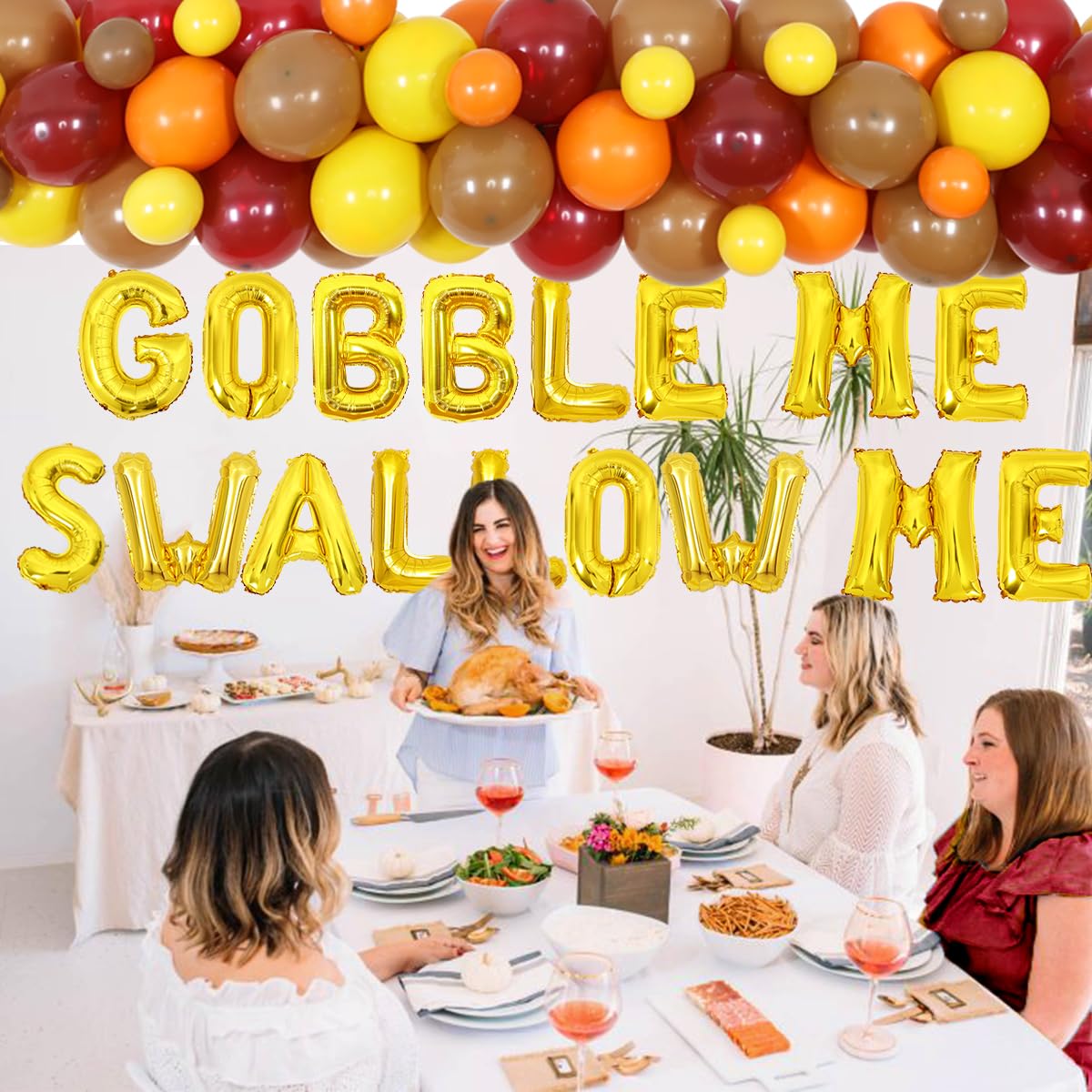 Thanksgiving Balloon Garland Kit - Gobble Me Swallow Me Balloon Banner for Thanksgiving Party Decorations, Fall Bachelorette Party Supplies for Adults - Perfect for Home Decor, Holiday Celebrations & Autumn Festivities