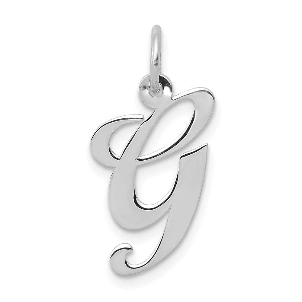 14K White Gold Fancy Script Initial G Pendant Necklace - Medium Size, 14kt Solid Gold Personalized Jewelry Gift for Women - Perfect for Birthday, Anniversary & Special Occasions
