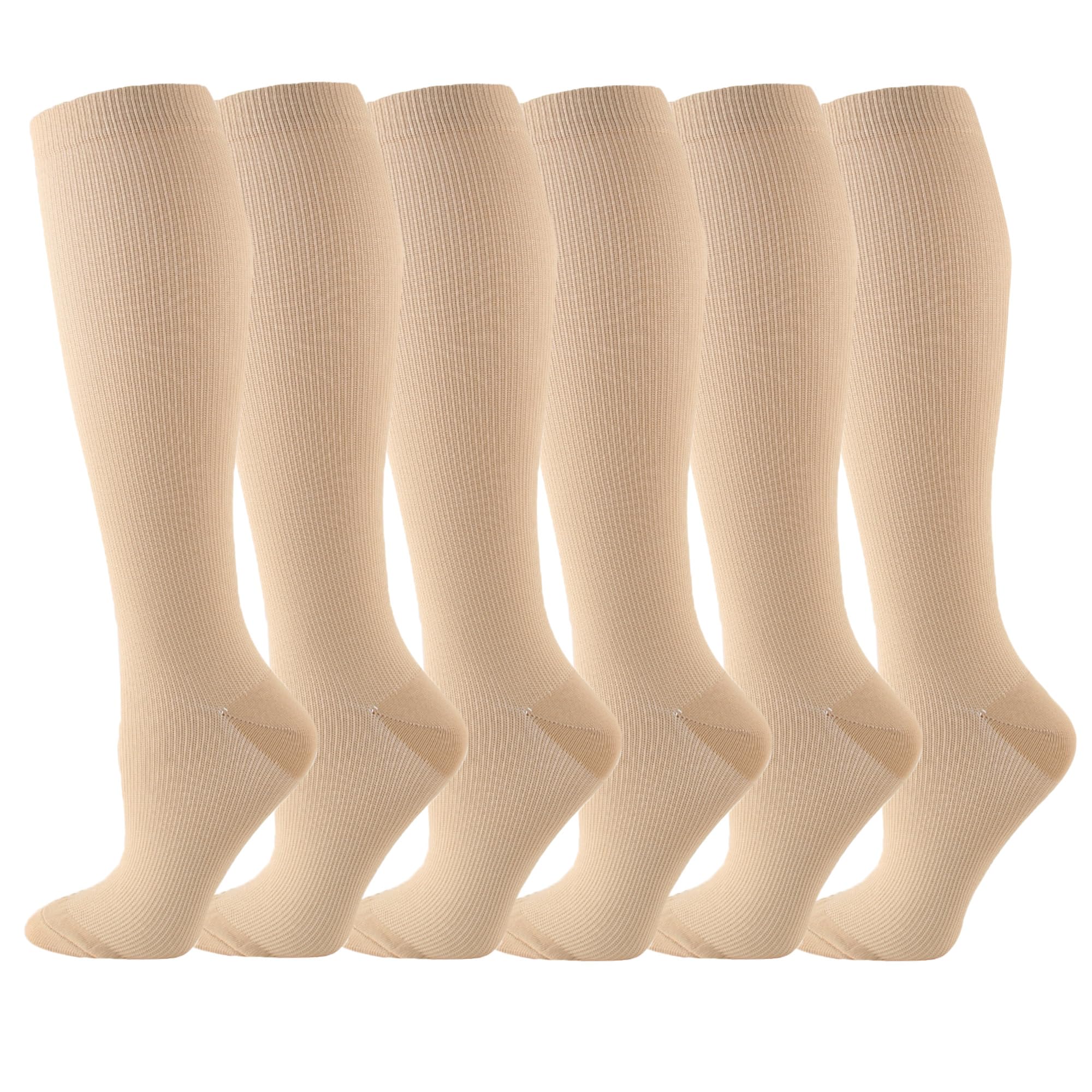 IMAGERIO 6 Pairs Compression Socks for Women & Men - 20-30 mmHg Medical Grade Support Socks for Circulation, Running, Hiking & Recovery - Perfect for Athletes, Travelers & Nurses