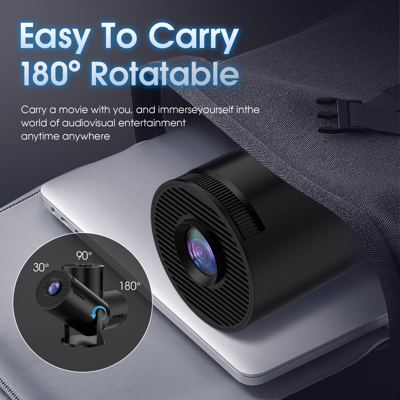 4K Mini Projector with WiFi & Bluetooth - 1080P FHD Portable Movie Projector for Home Theater, HDMI/USB/PS5/Laptop Compatible - Built-in Apps, 180° Adjustable Keystone, Includes HDMI Cable & Mouse (Black) - Perfect for Movie Nights, Gaming & Office Presentations