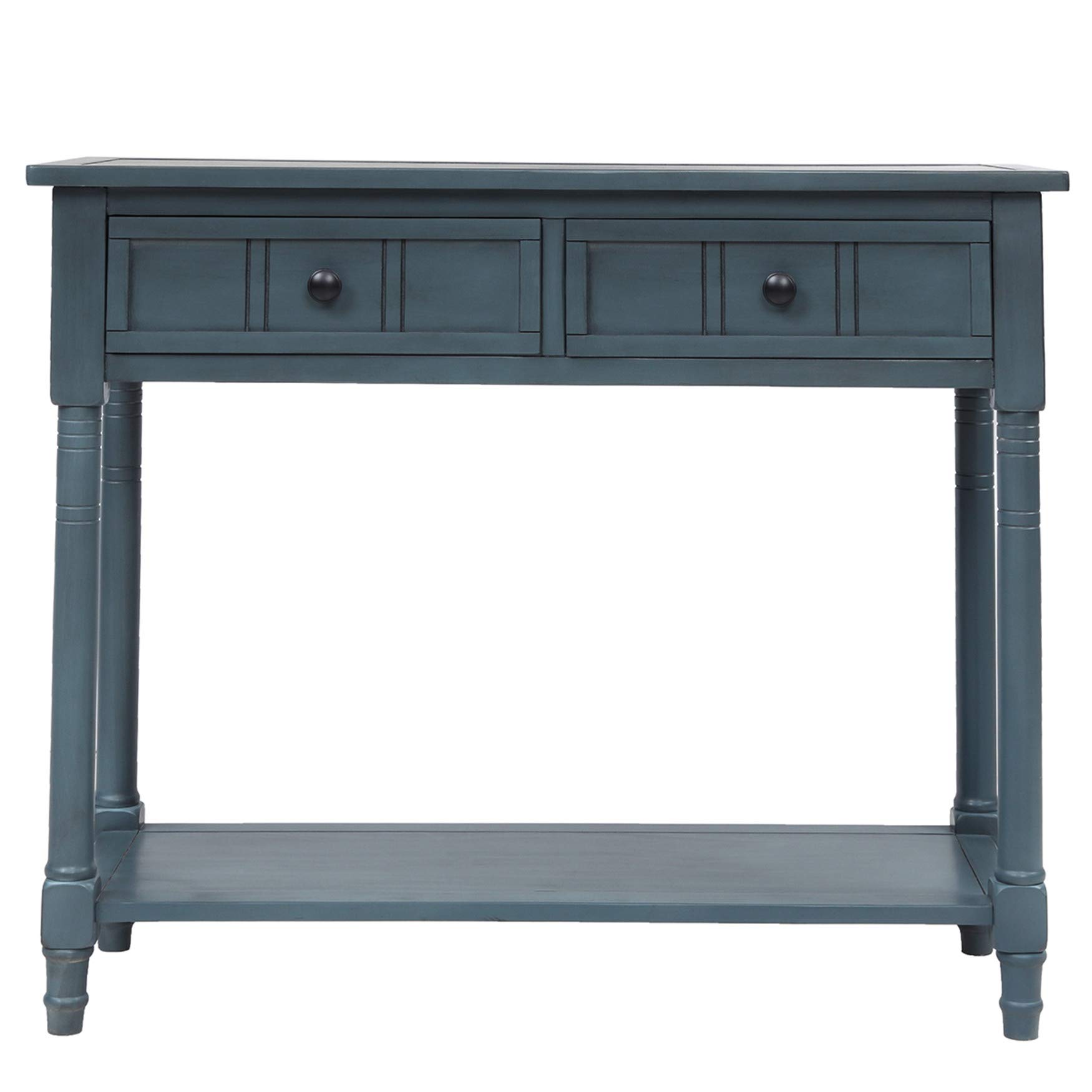 Narrow Navy Console Table with Drawers - Small Entryway Table, Sofa Side Table for Hallway, Living Room & Bedroom - Perfect for Storage and Decor