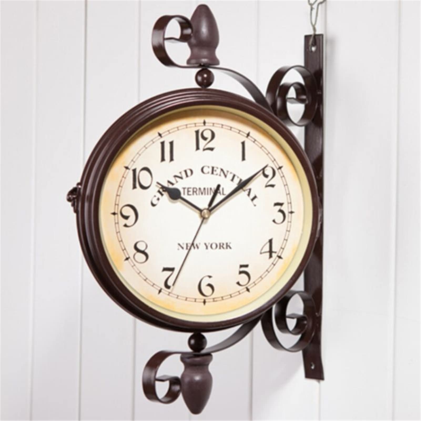 Vintage Double-Sided Wall Clock - Retro Wrought Iron Garden Clock with Antique European Design for Indoor & Outdoor Use | Waterproof Round Wall Decor Perfect for Patio, Garage, Railway Station, and Home Décor | Ideal for Farmhouse, Café, and Vintage-Themed Spaces