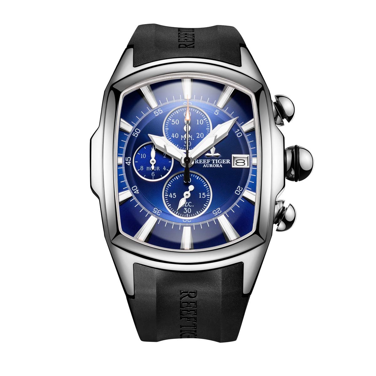 Reef Tiger Men's Big Sport Watch - Waterproof Chronograph with Date Function & Rubber Strap (Model RGA3069-T) - Perfect for Diving, Swimming & Outdoor Adventures