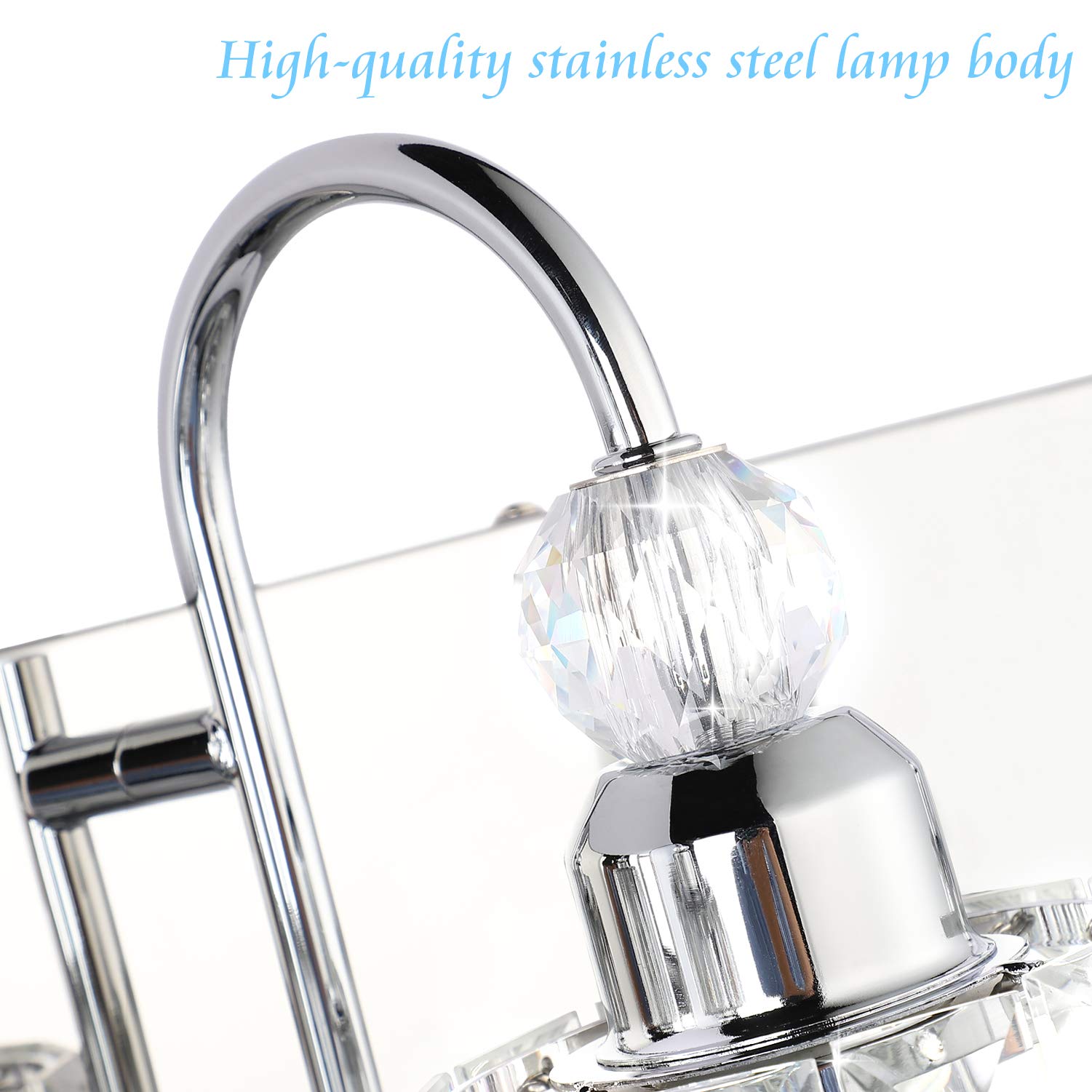 Ralbay Modern Bathroom Vanity Light - 2-Light Crystal Wall Sconce with Clear Glass Shades, Waterproof Bath Light Fixture for Bathroom, Powder Room, Dressing Room and Spa Decor