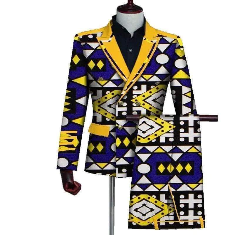 Stylish African Double Breasted Two Piece Suit for Men - Formal & Wedding Attire - Perfect for Special Occasions, Business Events and Cultural Celebrations
