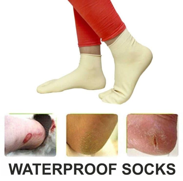 Waterproof Rubber Socks for Men & Women - Anti Crack Gel Heel Moisturizing Foot Care Socks | Pain Relief & Protection for Dry Cracked Feet | Ideal for Diabetics, Hiking & Winter Use (1 Pair, Medium, Skin Brown)