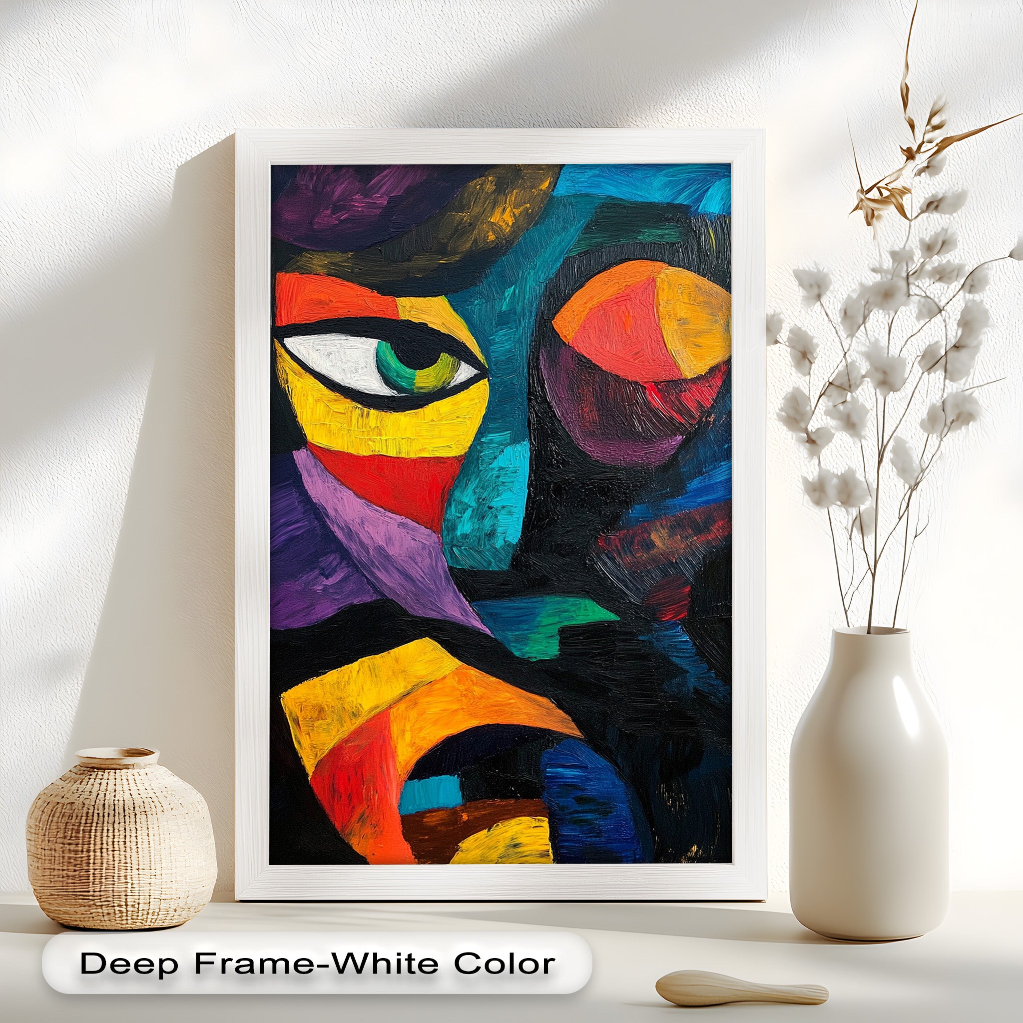 Abstract Eye Expression Fauvism Oil Painting - Modern Wall Art for Living Room, Bedroom & Office Decor