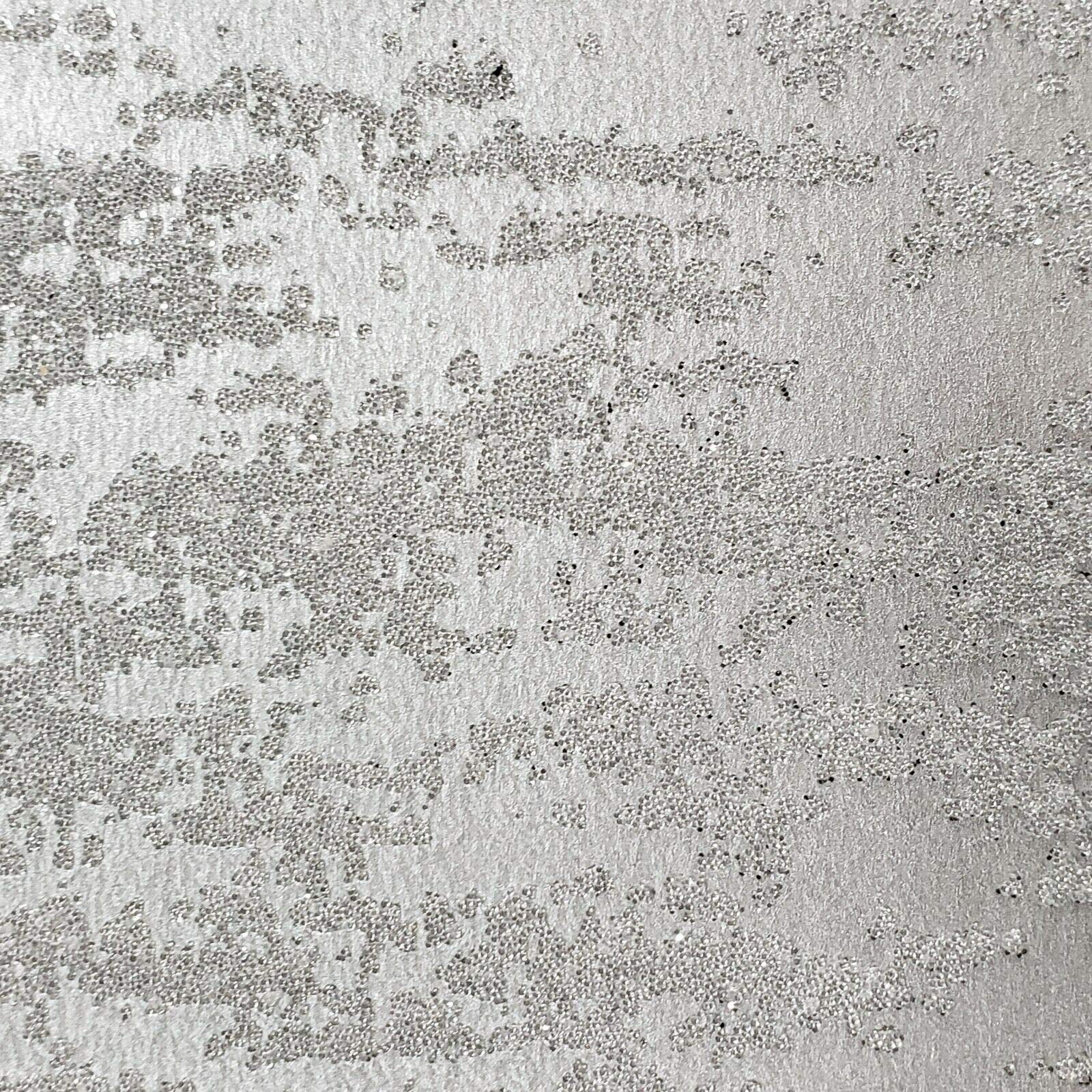 Modern Silver Metallic Glass Beads Wallpaper - Glitter Embossed Textured Peel & Stick for Living Room, Bedroom, or Office Decor