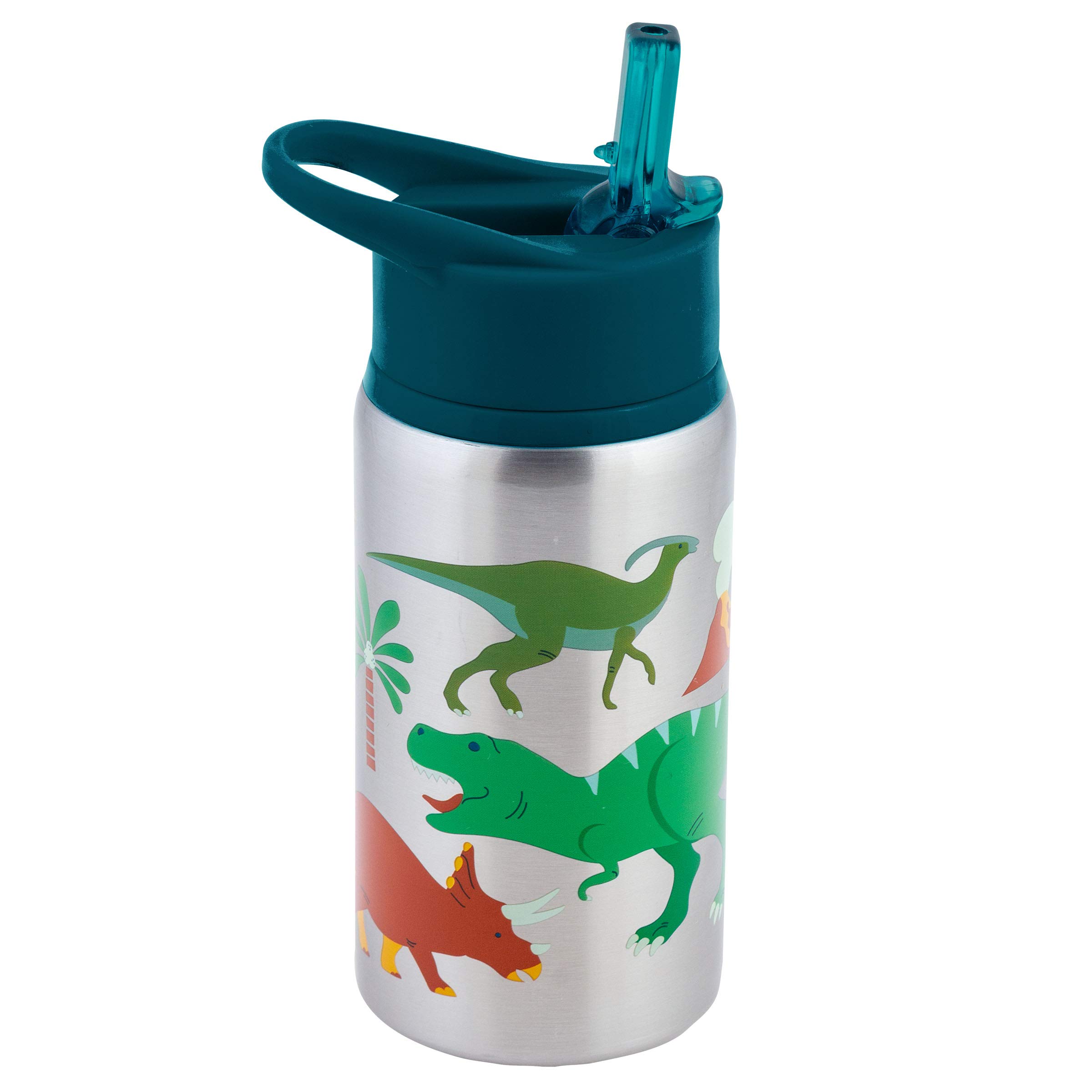 Stephen Joseph 18oz Insulated Stainless Steel Water Bottle with Straw Lid - Reusable Tumbler for Kids, BPA-Free, Leak-Proof, Keeps Drinks Cold/Hot for Hours - Perfect for School, Sports, Travel & Outdoor Activities (Dinosaur Design)