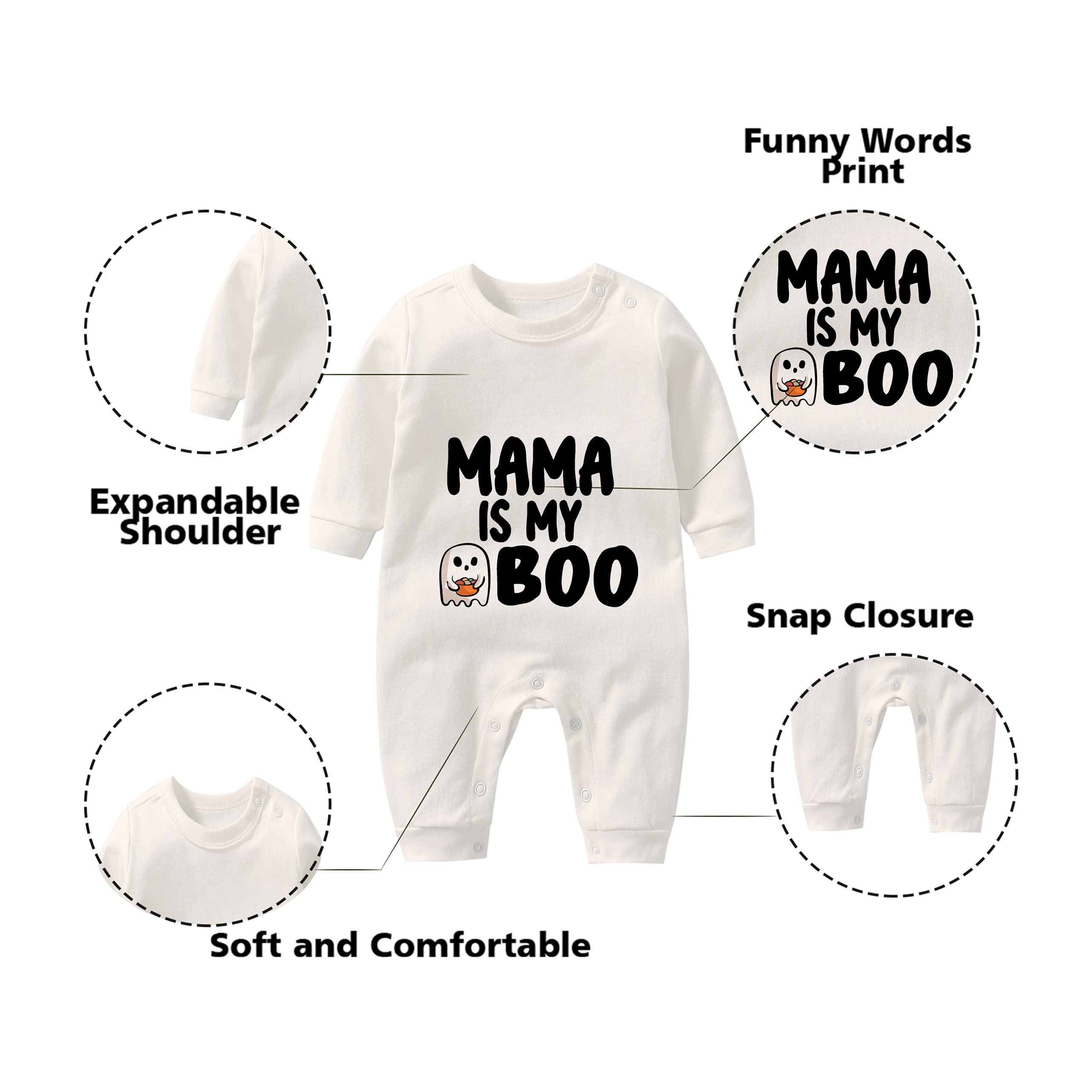 YSCULBUTOL Baby Twins Bodysuits - Mama is My Boo Halloween Outfit with Cute Hat | First Halloween Costume for Infants & Toddlers | Perfect for Halloween Parties, Photo Shoots & Trick-or-Treating