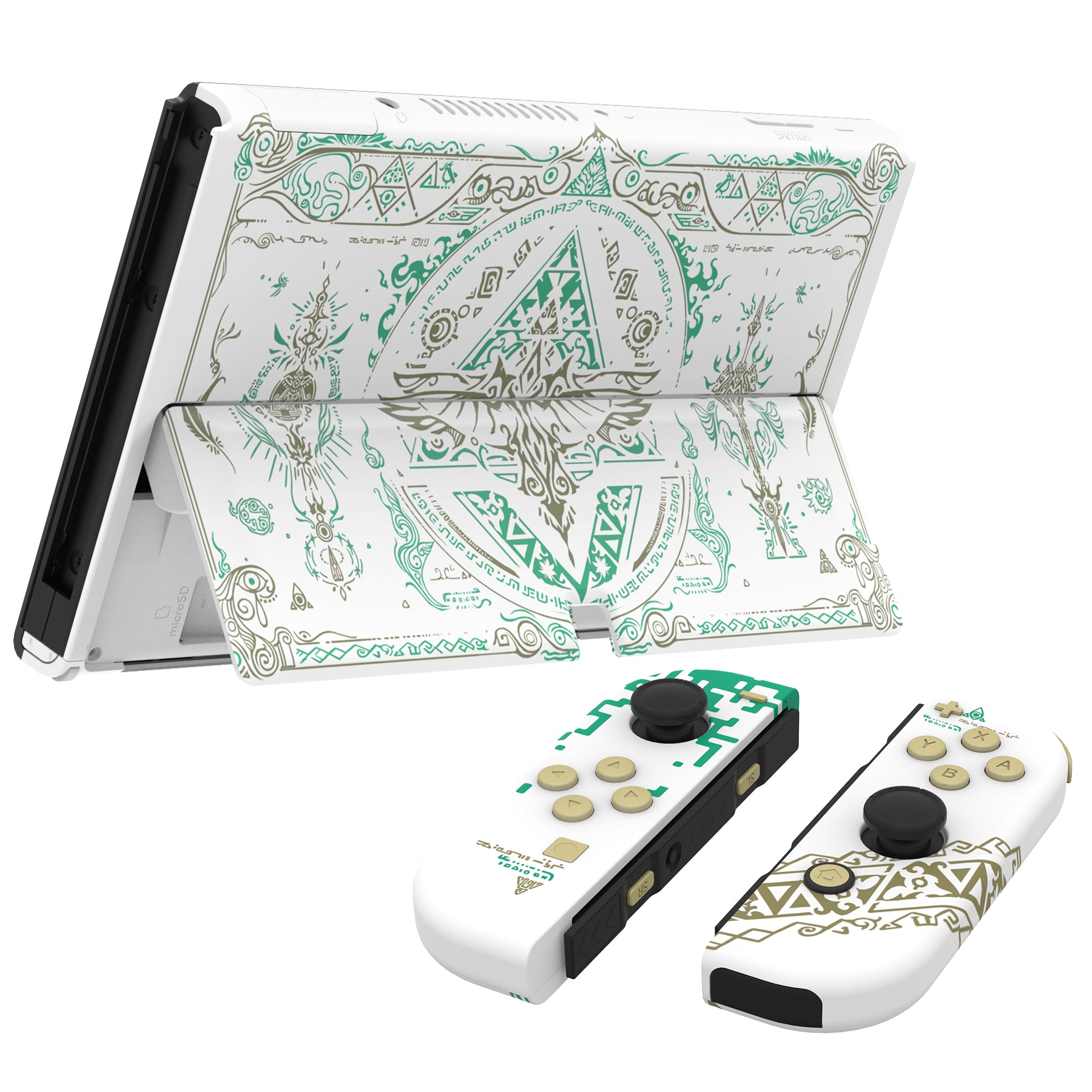 eXtremeRate Custom Replacement Full Set Shell with Buttons for Nintendo Switch OLED - Glow in Dark Totem of Kingdom White | Gaming Accessories for Enhanced Console Protection & Style
